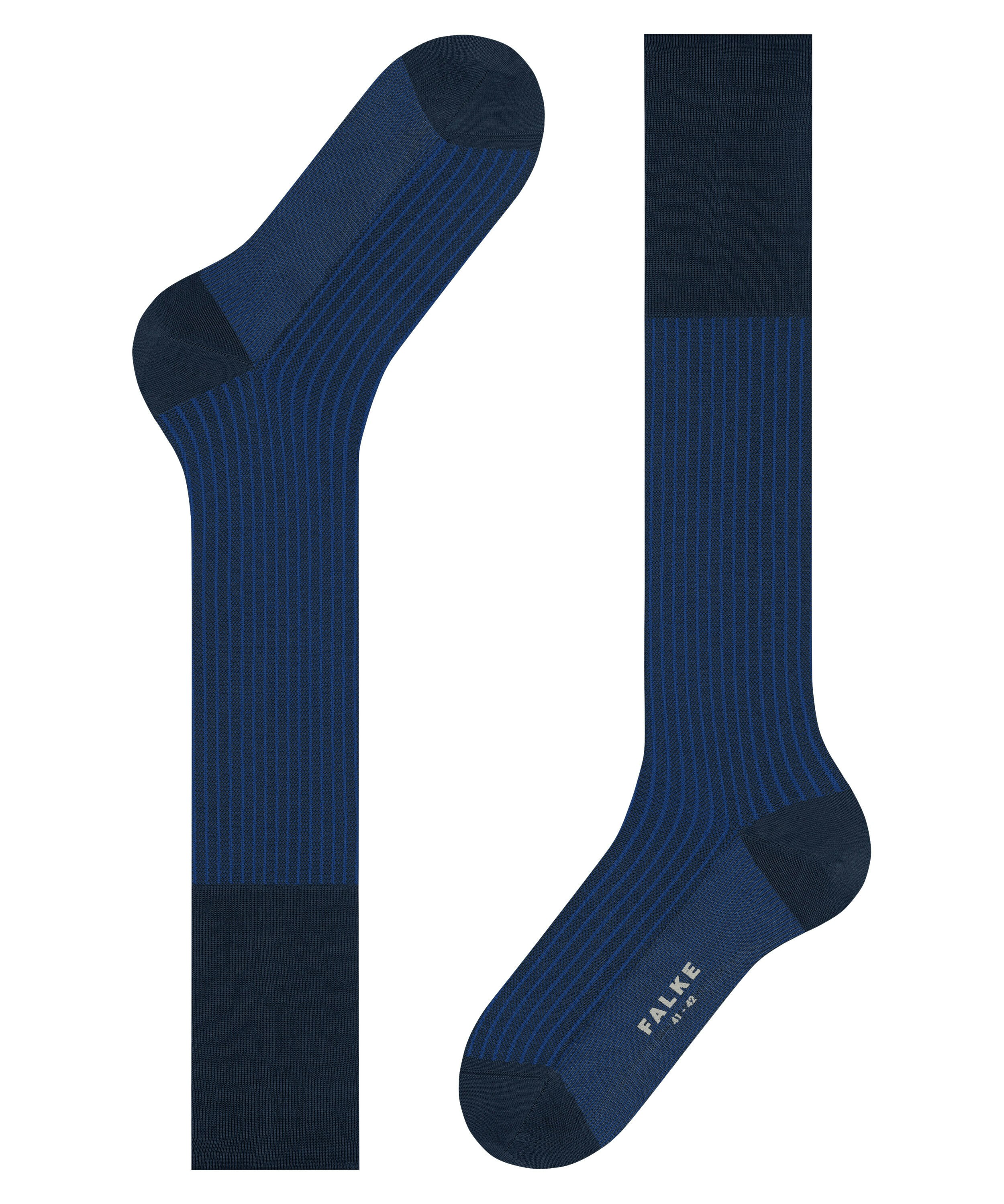 FALKE Oxford Stripe heren kniekousen, blauw (space blue)