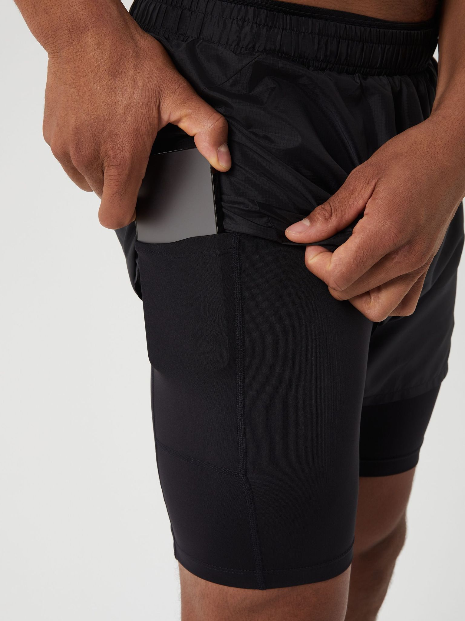 Bjorn Borg Running Shorts 2 In 1, heren broek kort, zwart