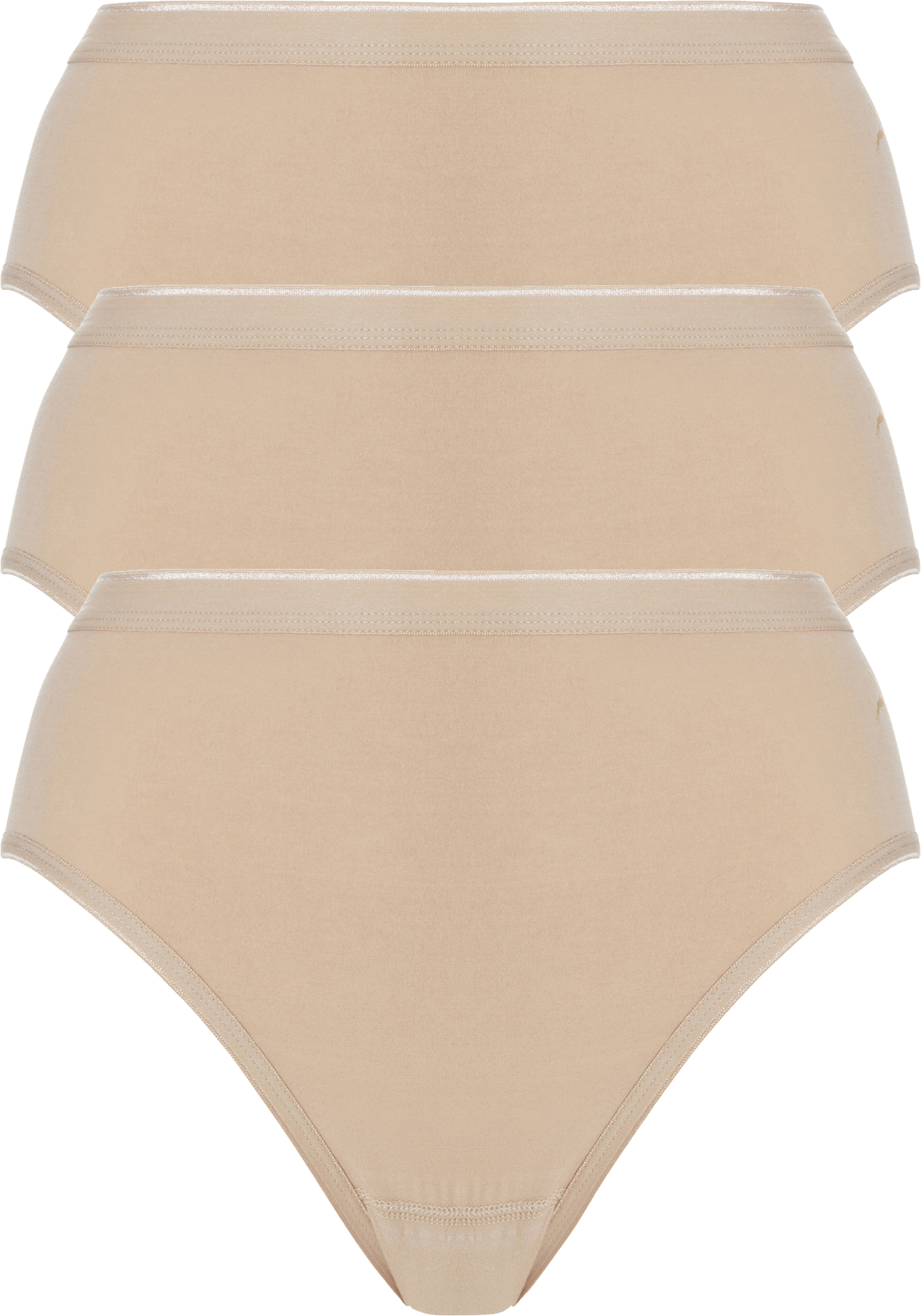 TEN CATE Basic women highleg (3-pack), dames slips middelhoge taille, huidskleur