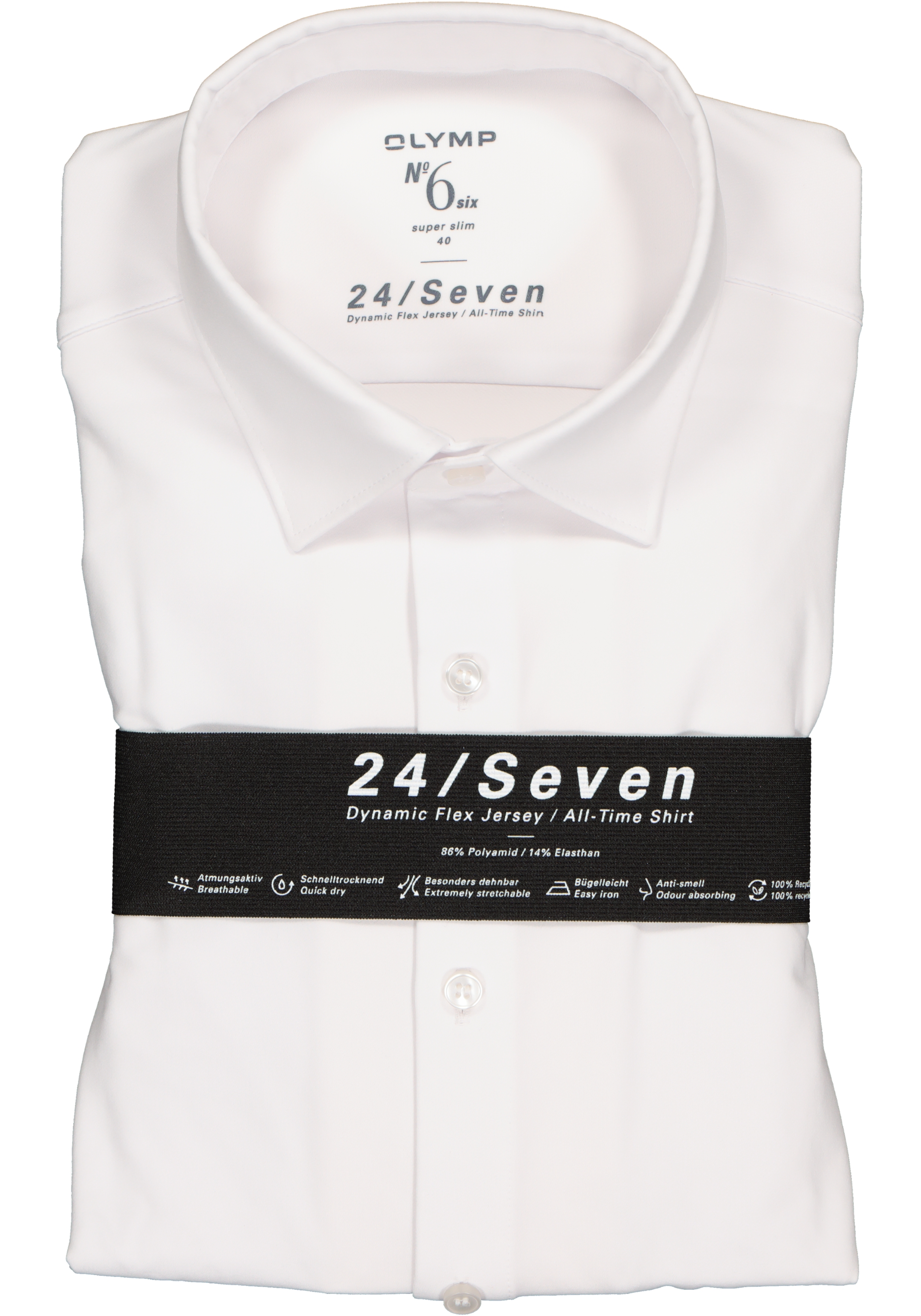 OLYMP No. Six 24/Seven super slim fit overhemd, wit tricot