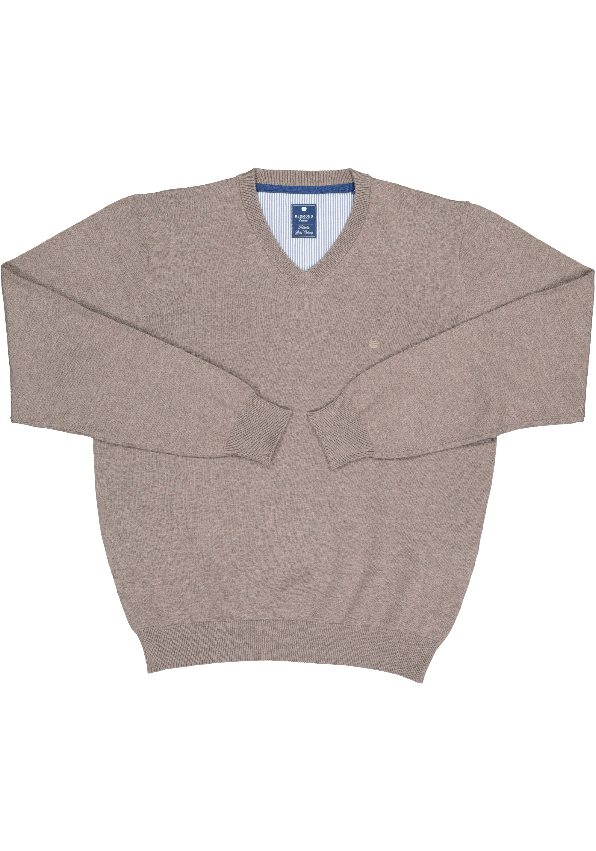 Redmond heren trui katoen, V-hals, beige