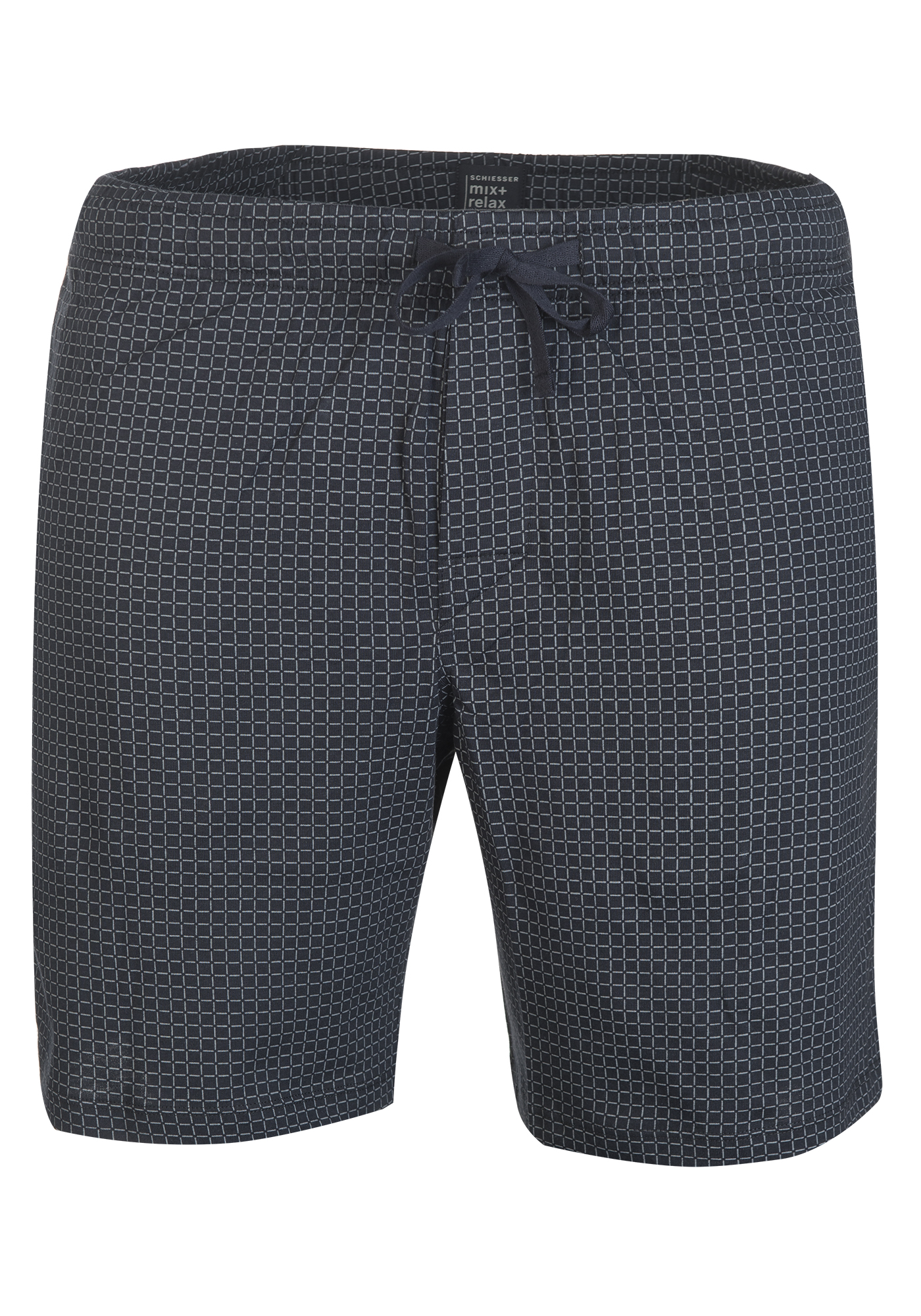 SCHIESSER Mix+Relax lounge broek, korte pijpen, dun, blauw geruit