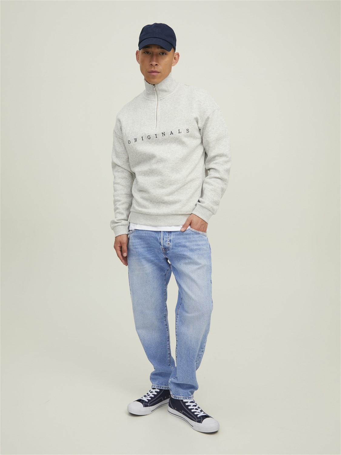 JACK & JONES Frank Leen Cropped relaxed fit, heren jeans, denimblauw