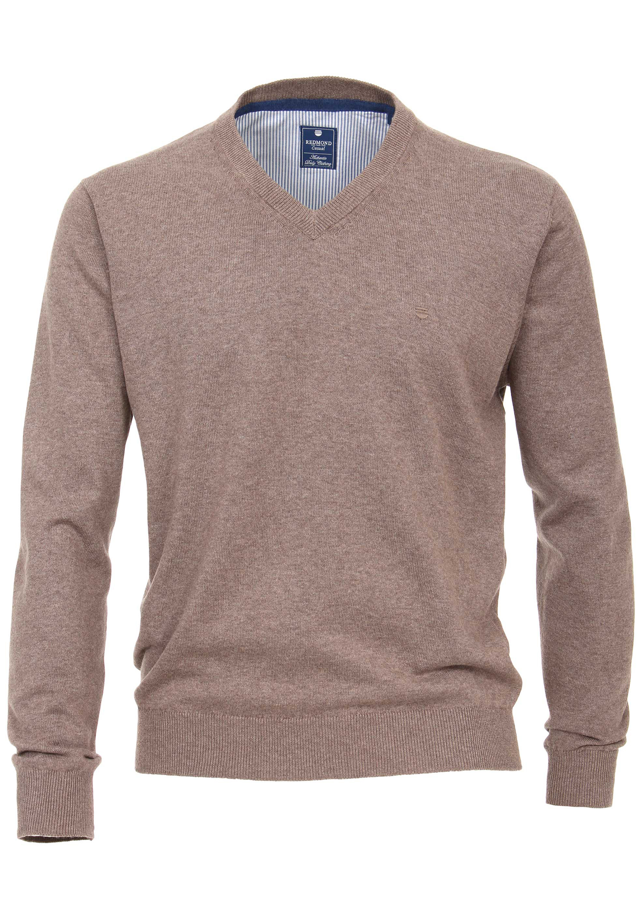 Redmond heren trui katoen, V-hals, beige