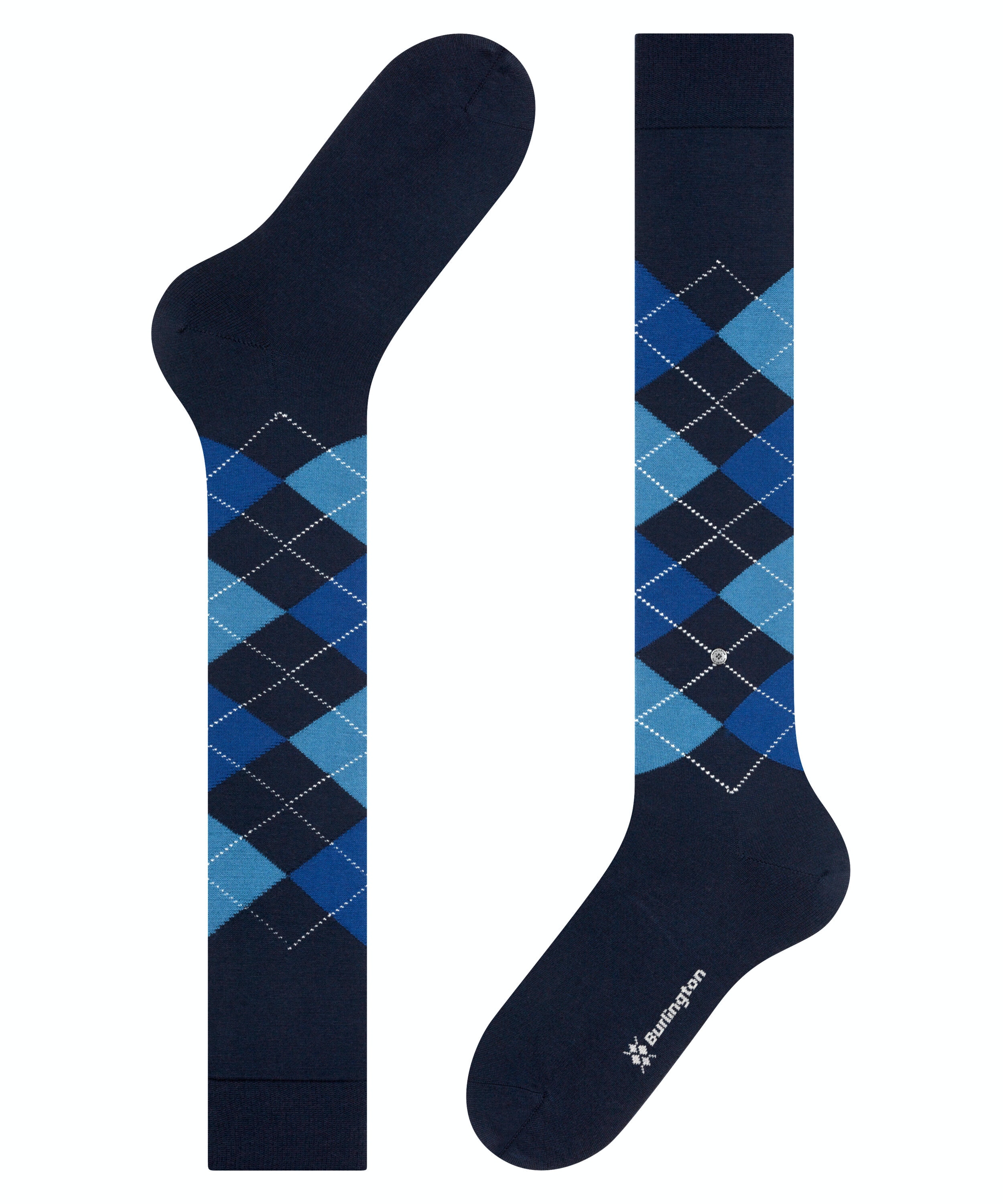 Burlington Edinburgh heren kniekousen, blauw (space blue)