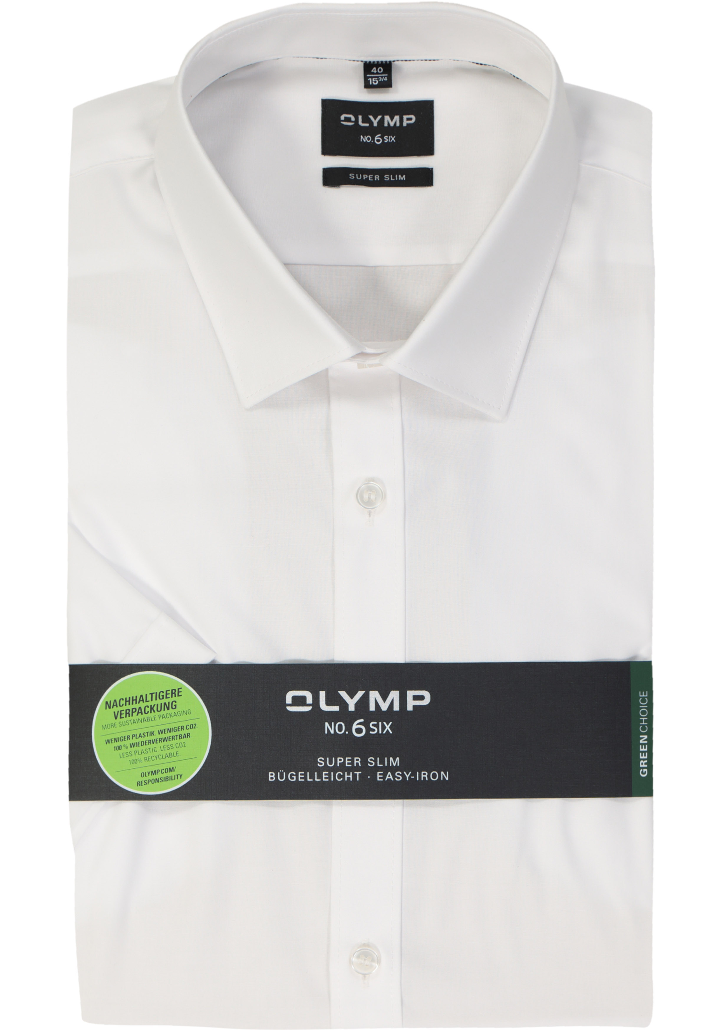 OLYMP No. 6 Six super slim fit overhemd, korte mouw, popeline, wit