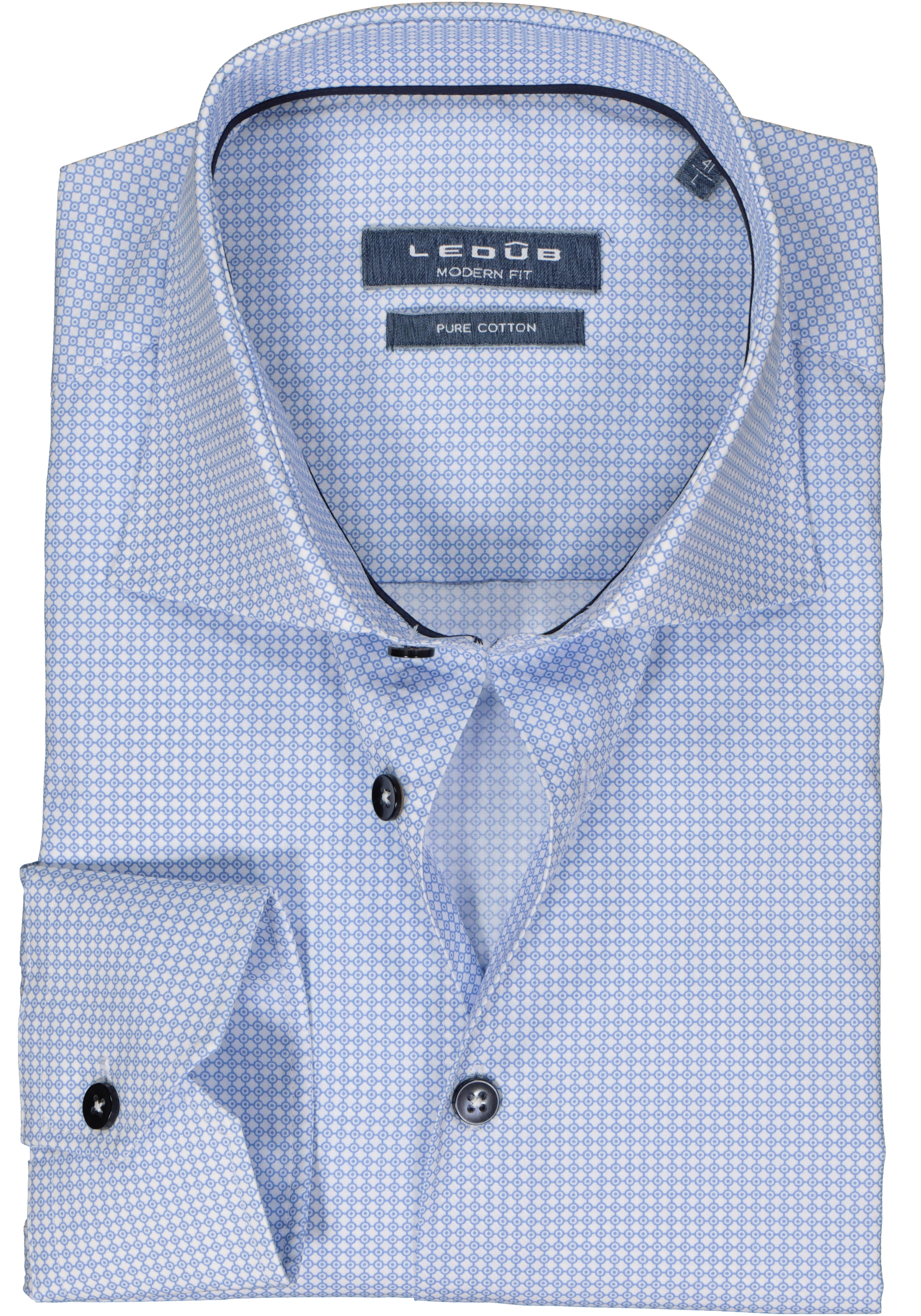 Ledub modern fit overhemd, lichtblauw dessin