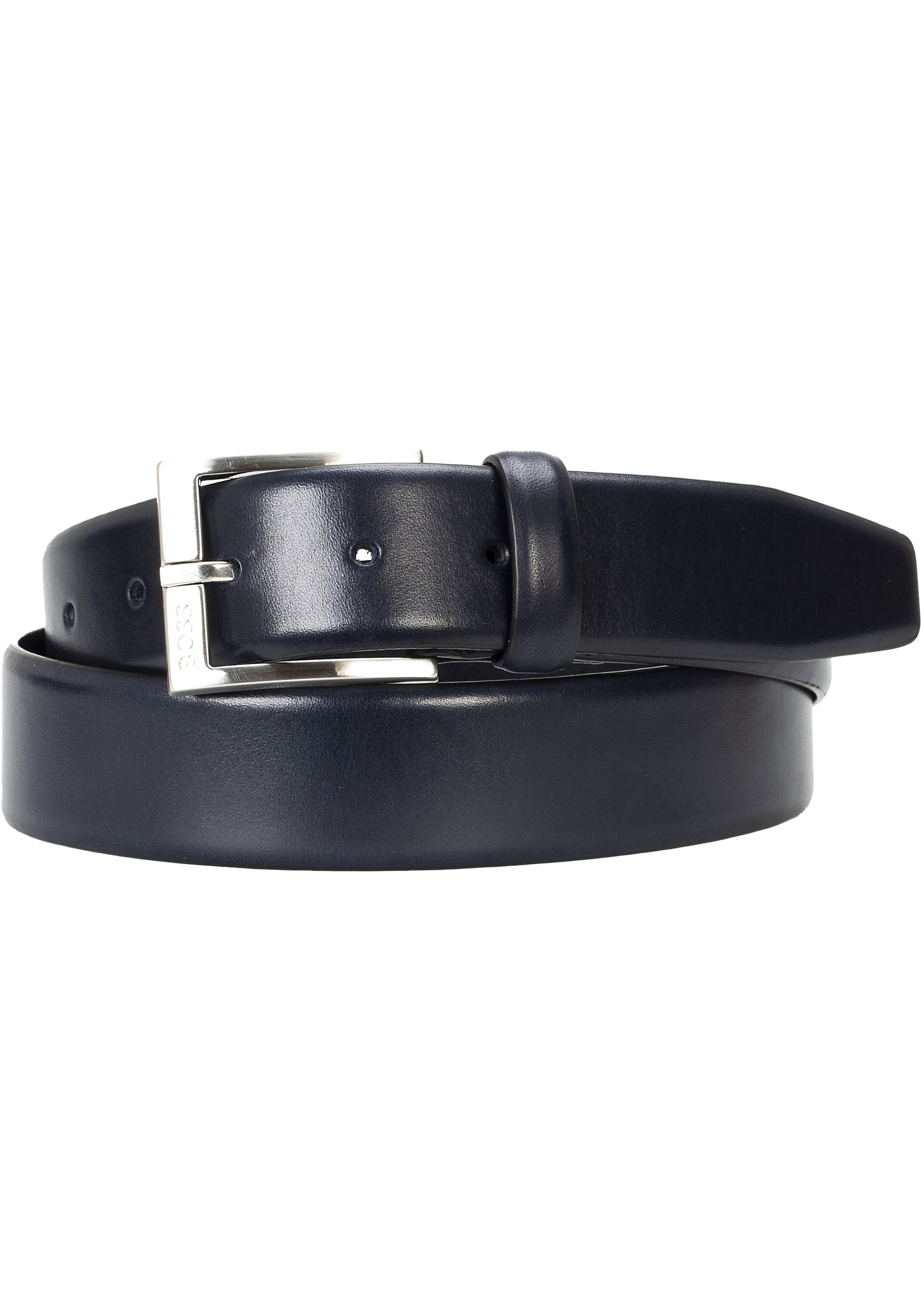 BOSS leren heren riem, donkerblauw