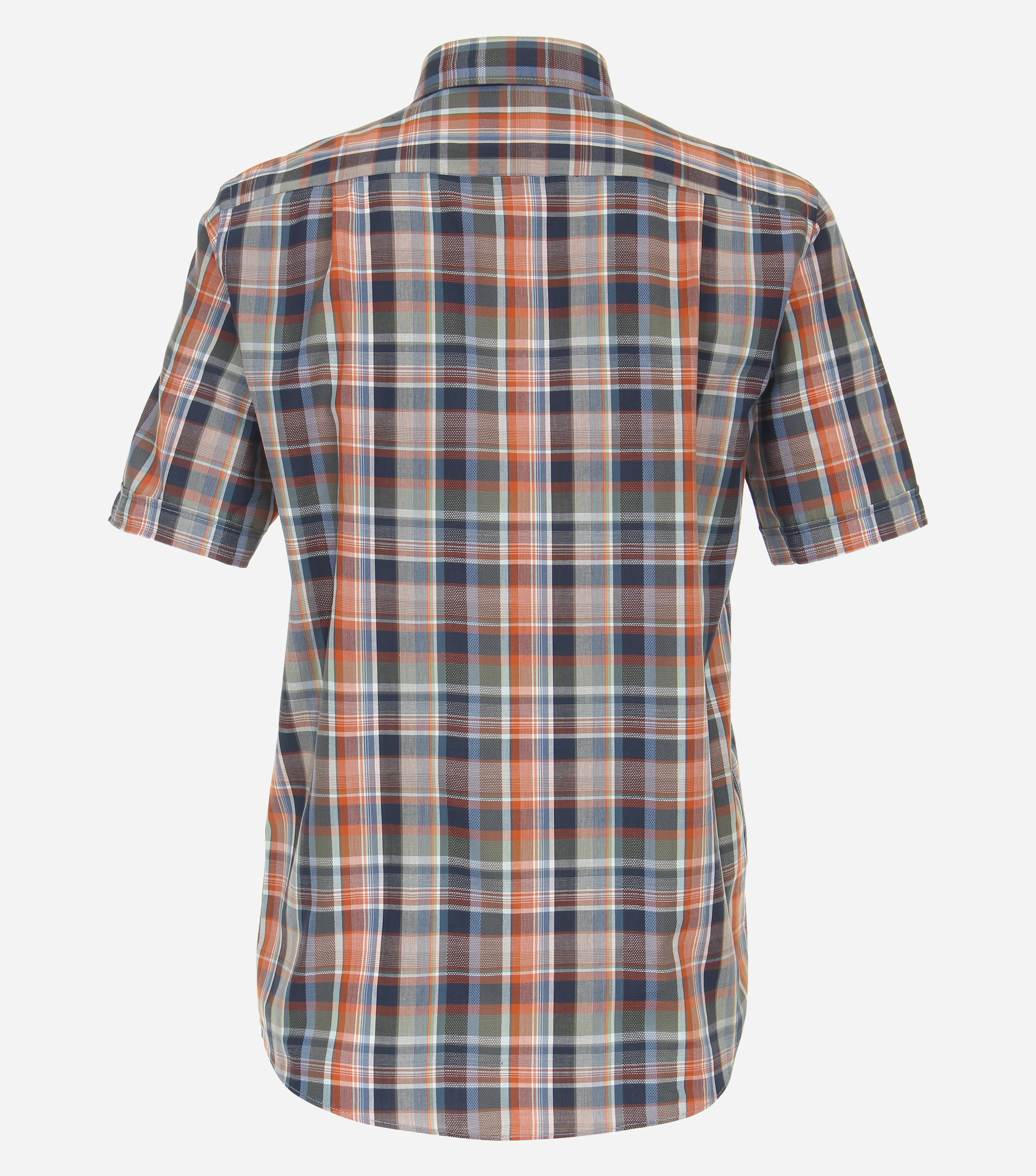 CASA MODA Sport comfort fit overhemd, korte mouw, dobby, oranje geruit