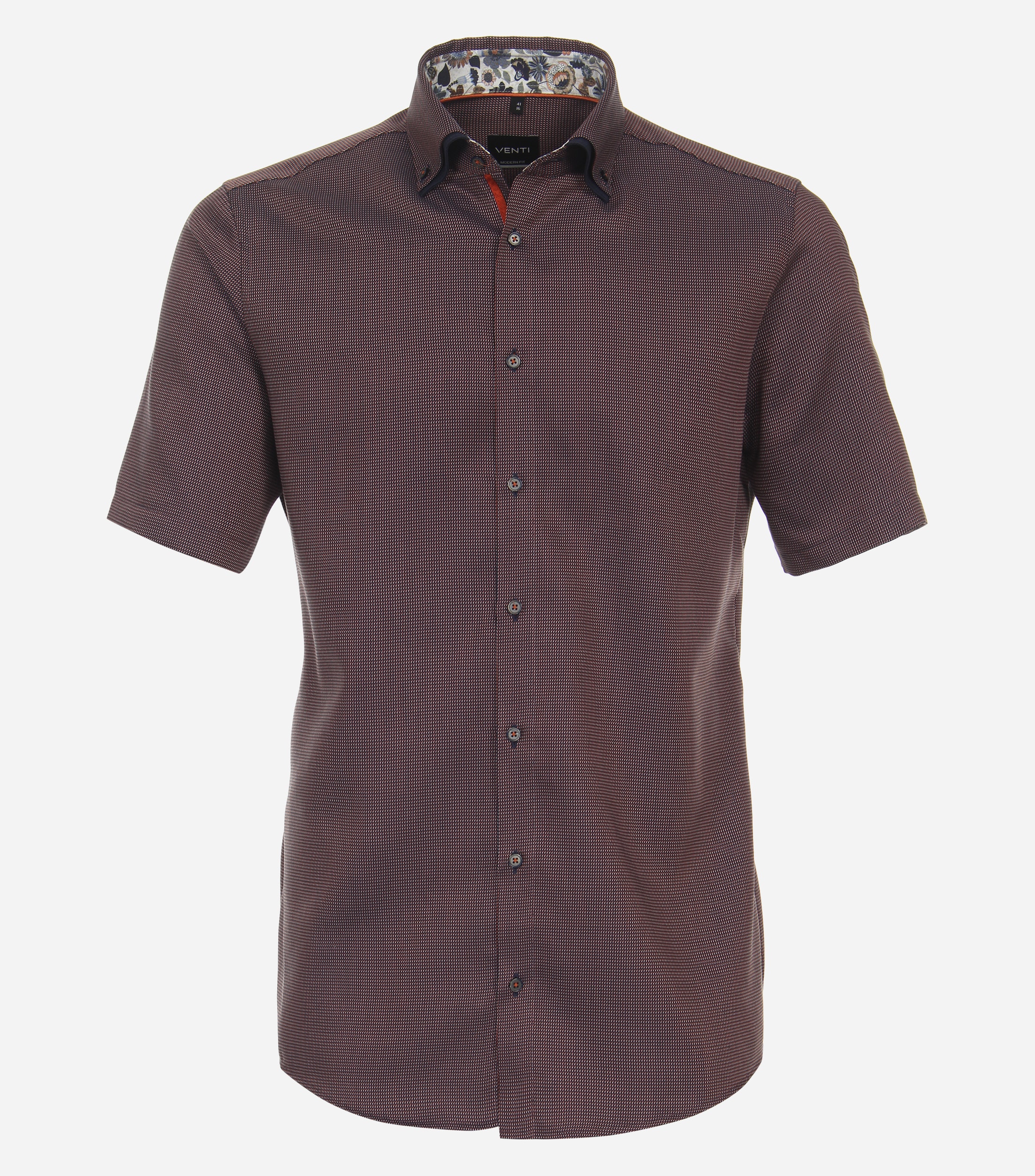 VENTI modern fit overhemd, korte mouw, twill, blauw