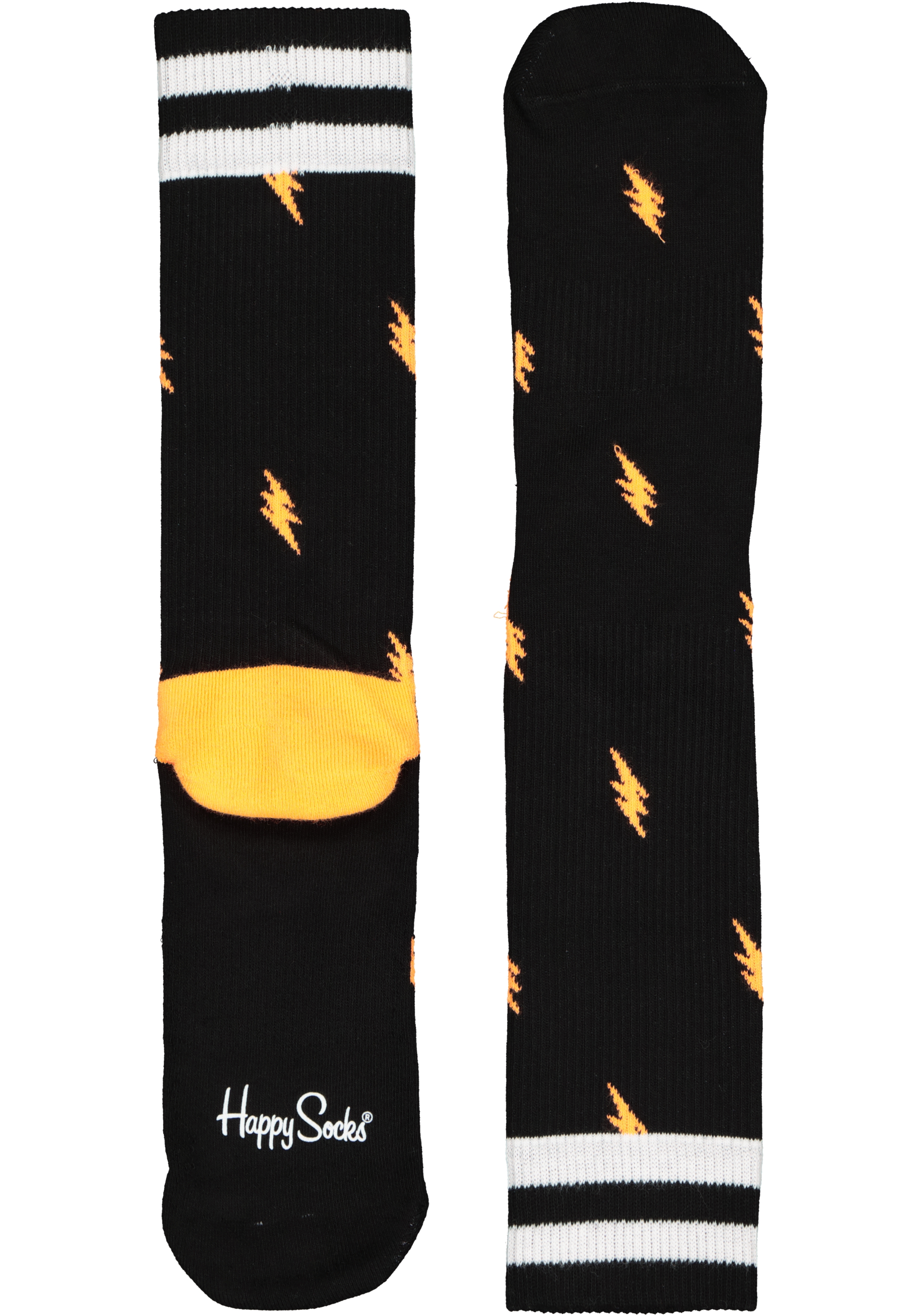 Happy Socks Small Flash Crew Sock, unisex sokken, zwart met bliksem