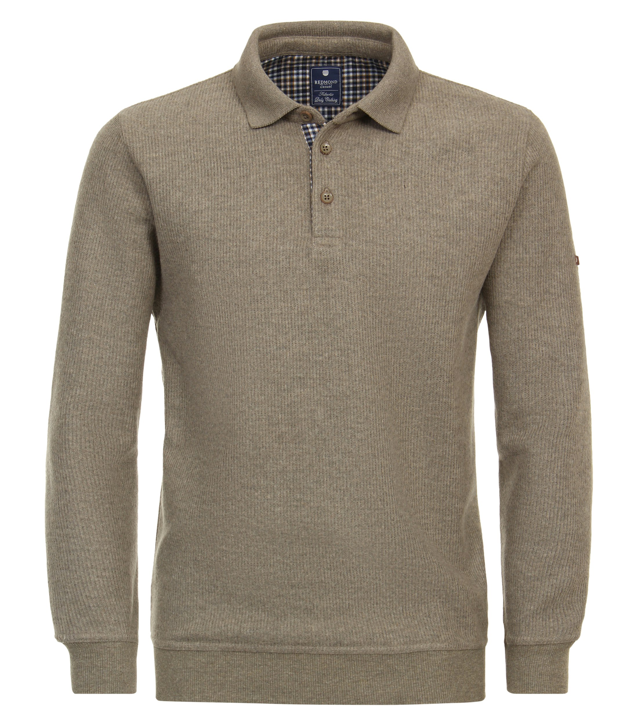 Redmond heren polo gebreid, polo kraag, beige (middeldik) - 242900700-201