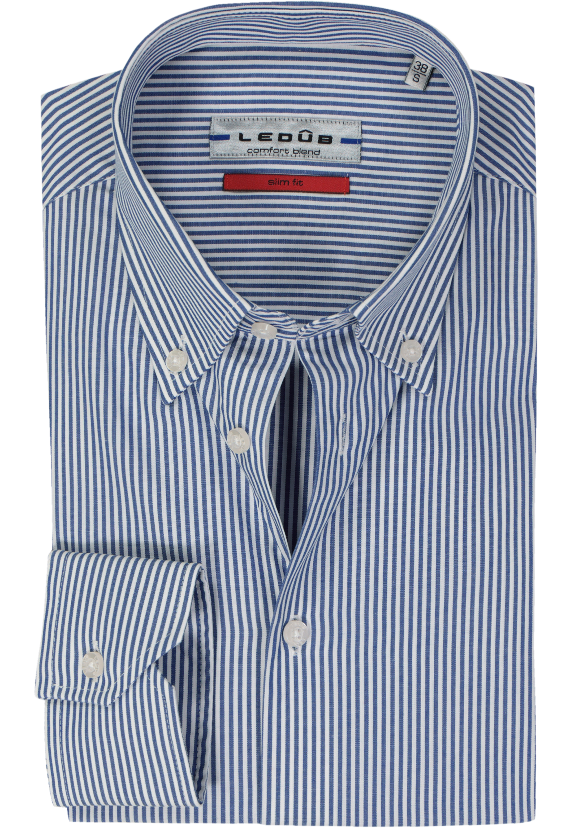 Ledub slim fit overhemd, donkerblauw