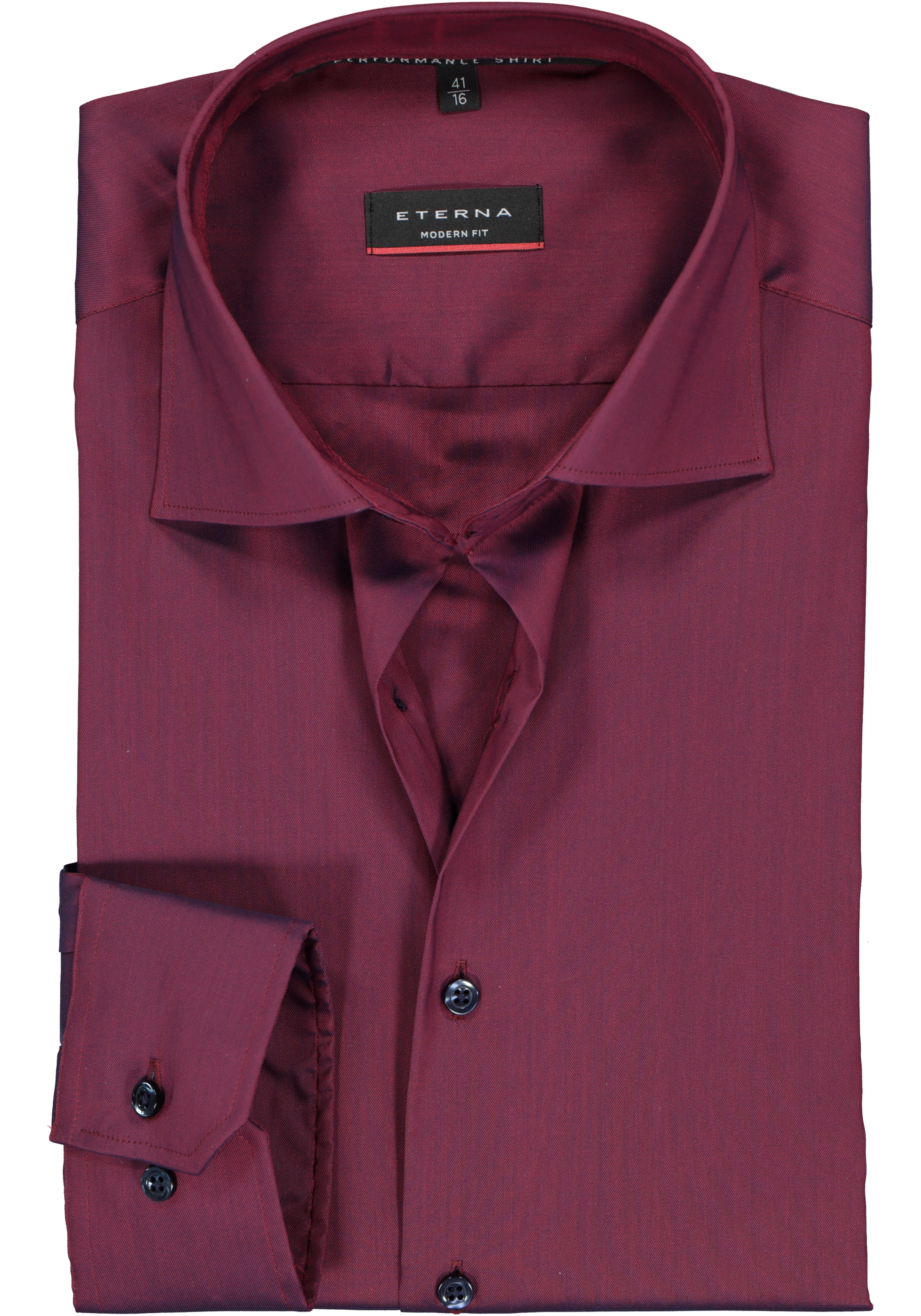 ETERNA modern fit overhemd, superstretch lyocell heren overhemd, bordeaux rood