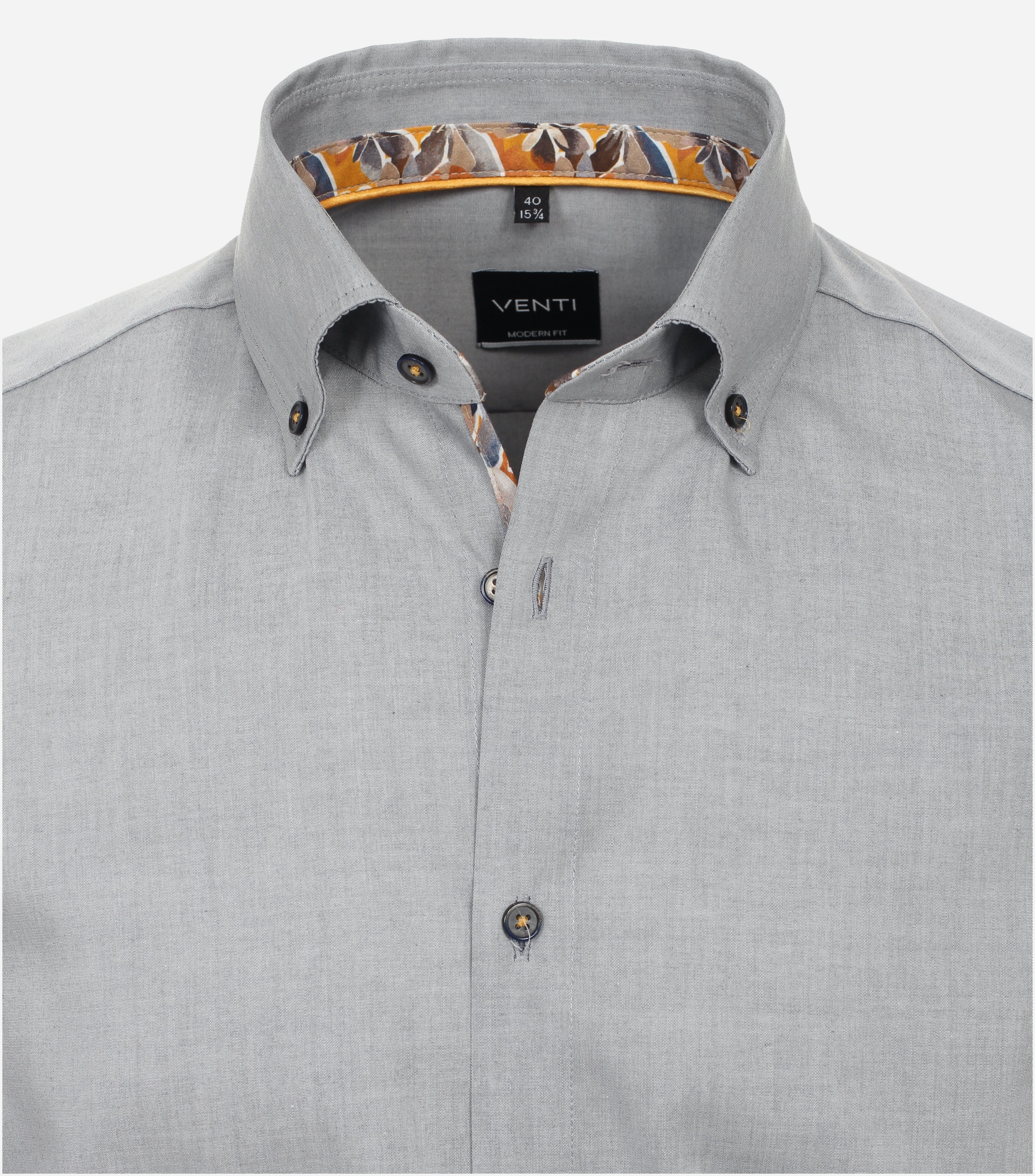 VENTI modern fit overhemd, popeline, grijs