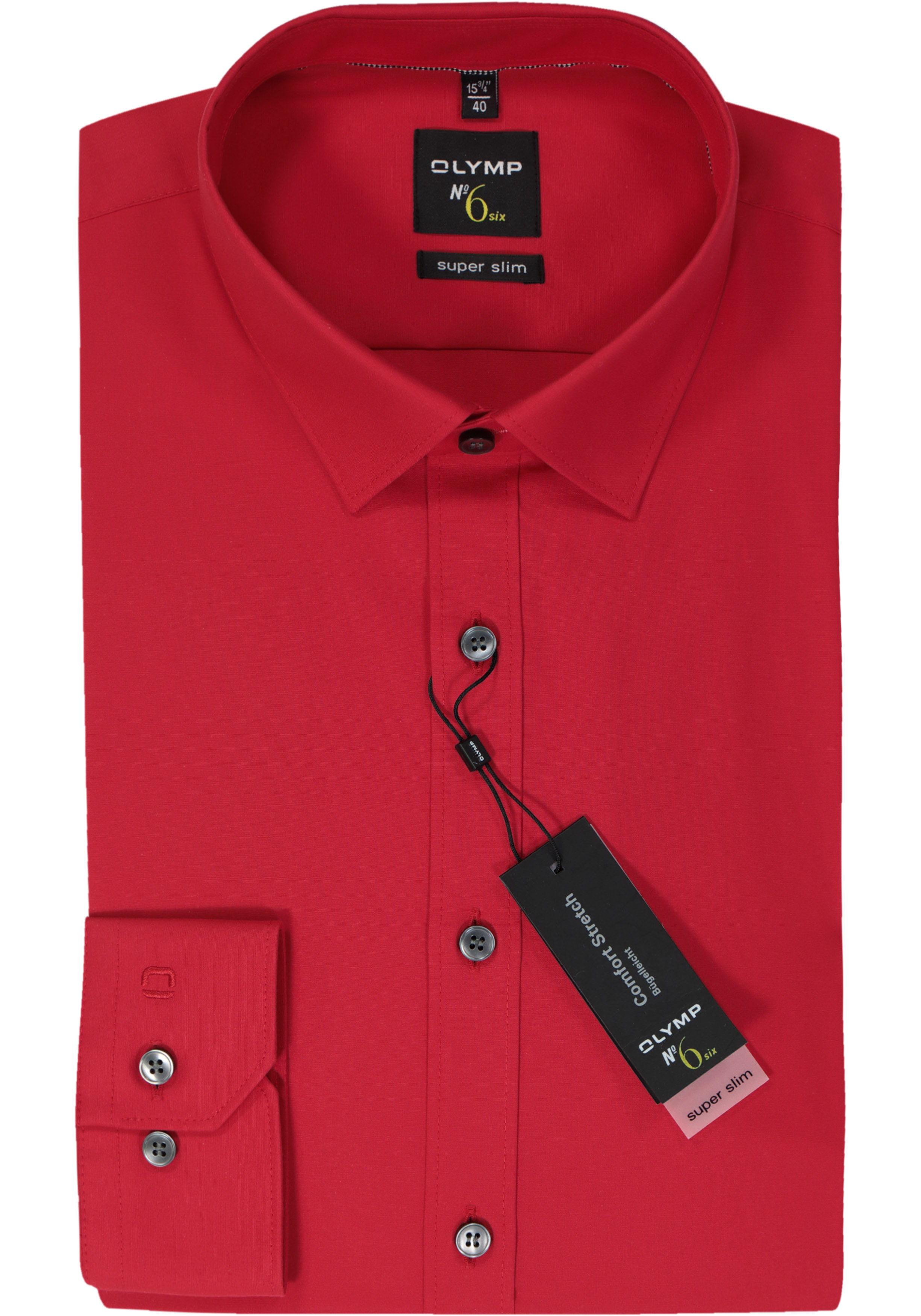 OLYMP No. Six super slim fit overhemd, rood