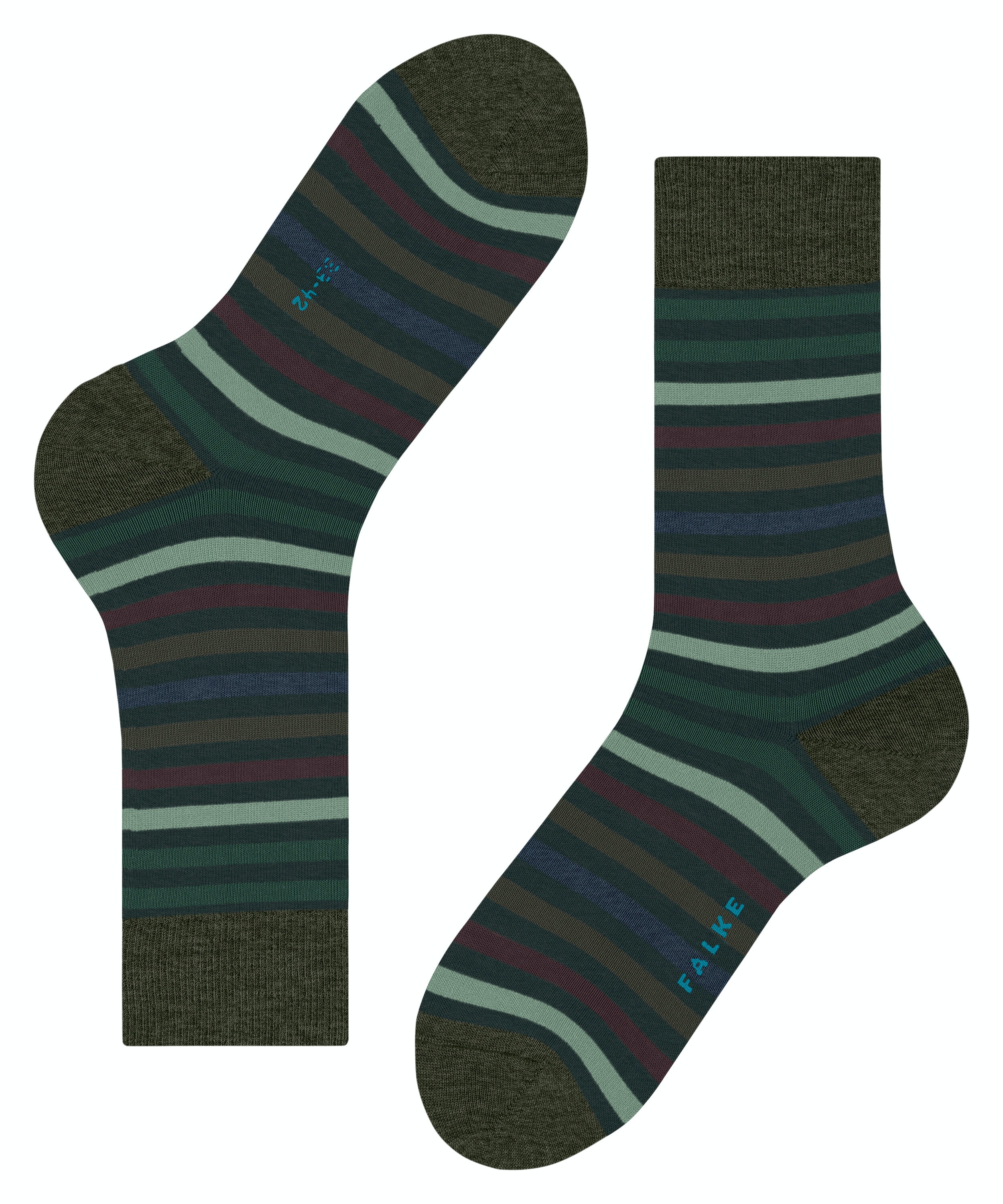 FALKE Tinted Stripe herensokken, groen (wald)