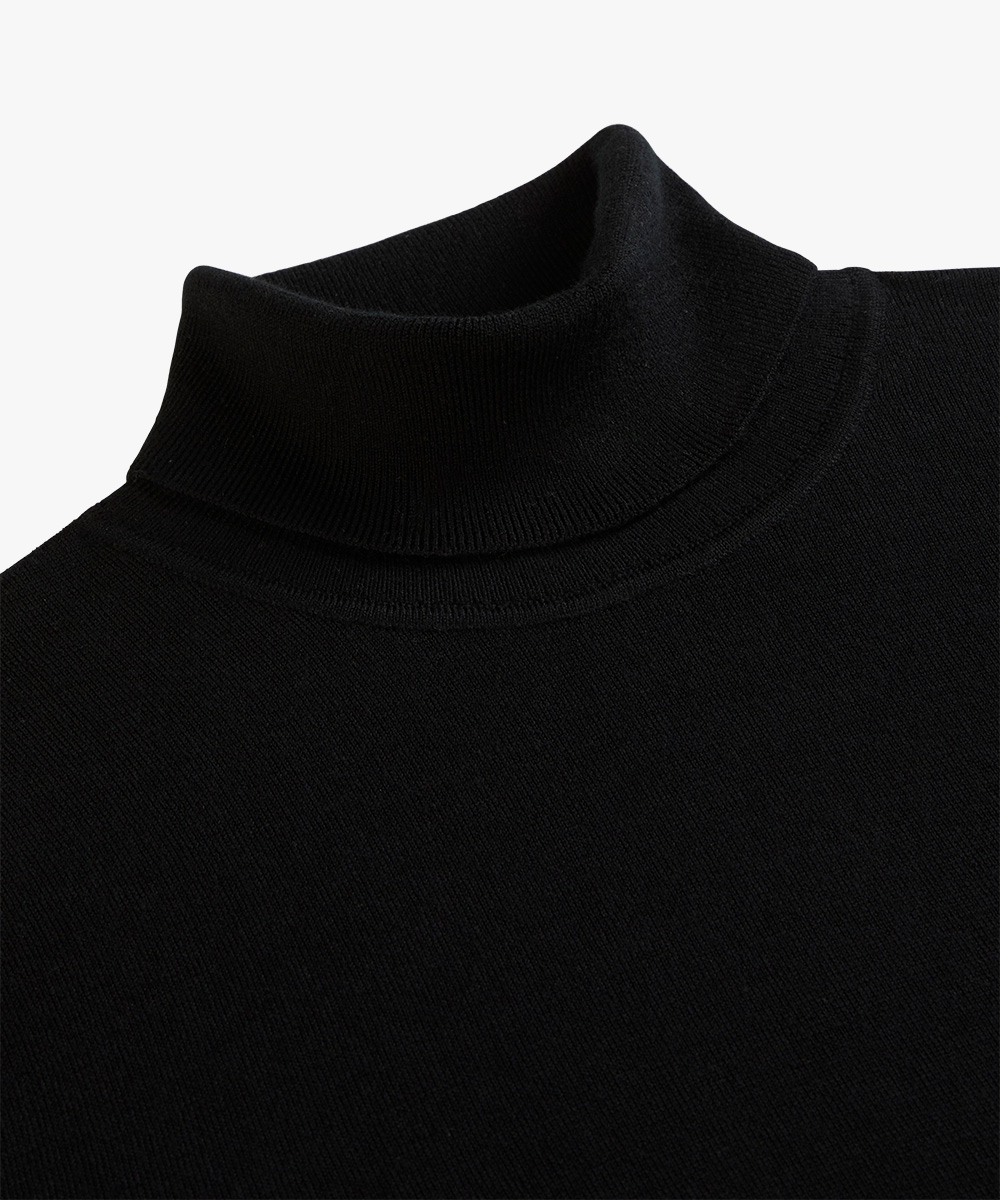 Profuomo heren trui wol, slim fit coltrui, zwart