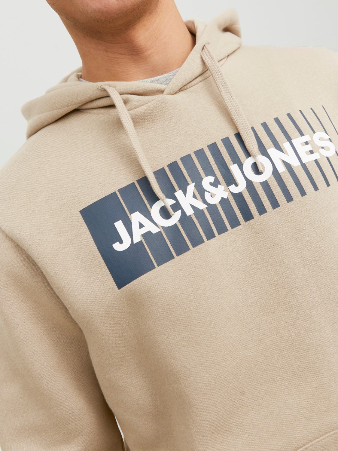 JACK & JONES Corp logo sweat hood play regular fit, heren hoodie katoenmengsel met capuchon, beige