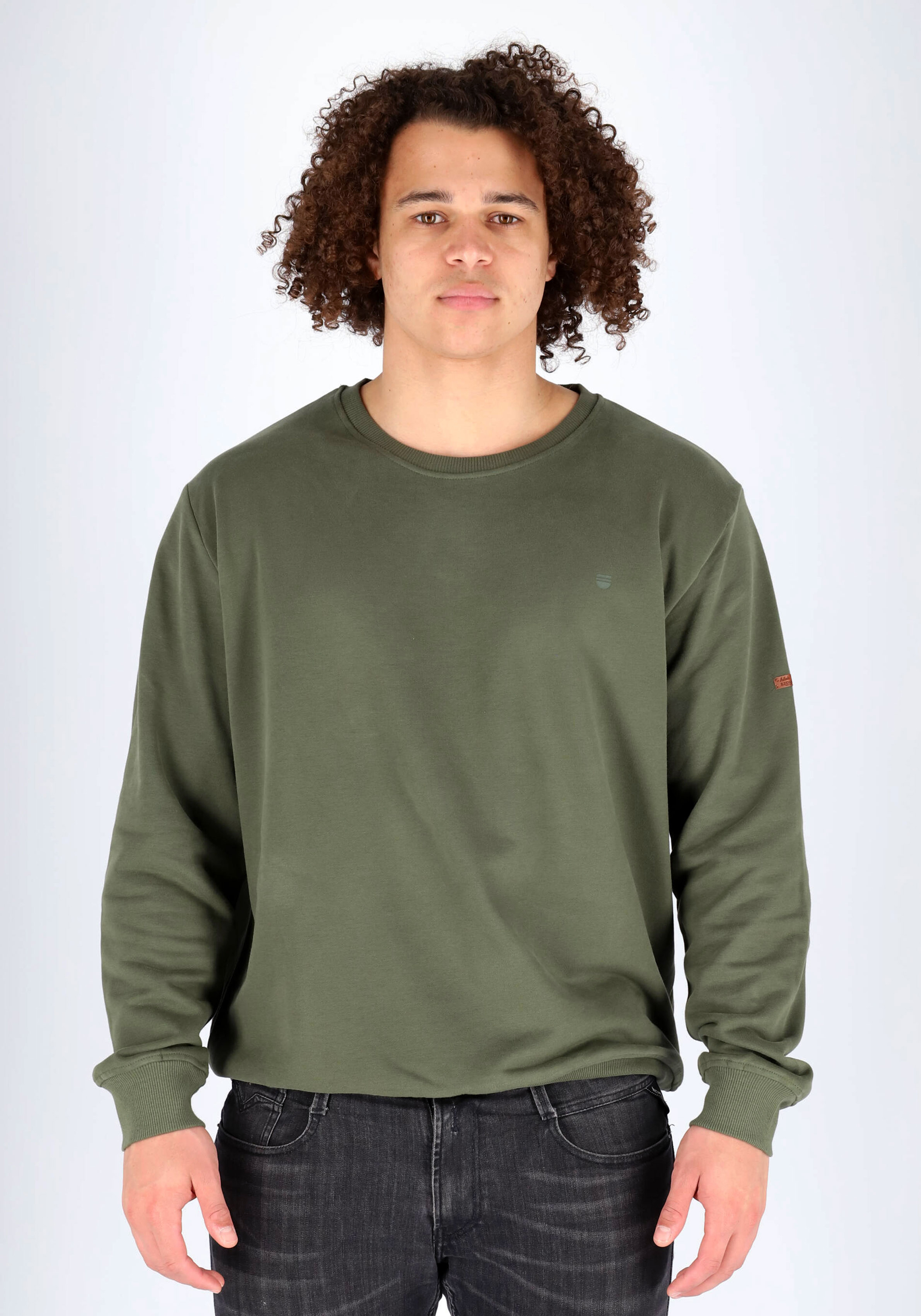 Redmond heren sweatshirt katoenmengsel, O-hals, groen (middeldik)