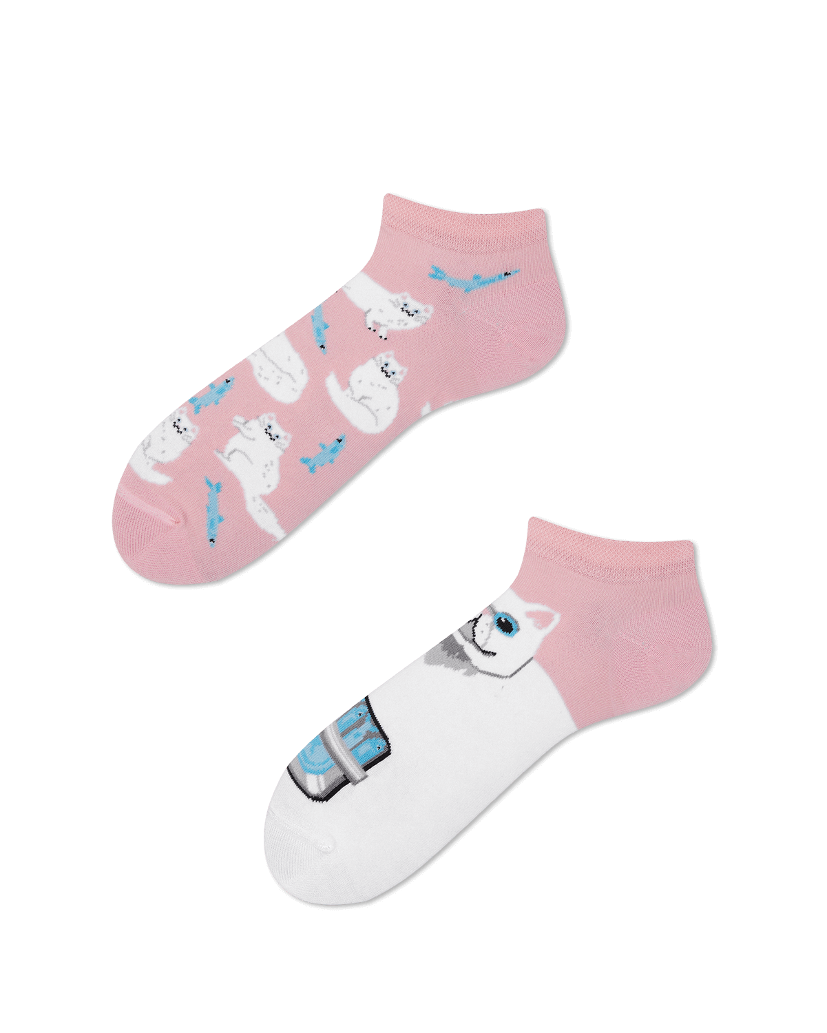 Many Mornings unisex enkelsokken, White Cat Low