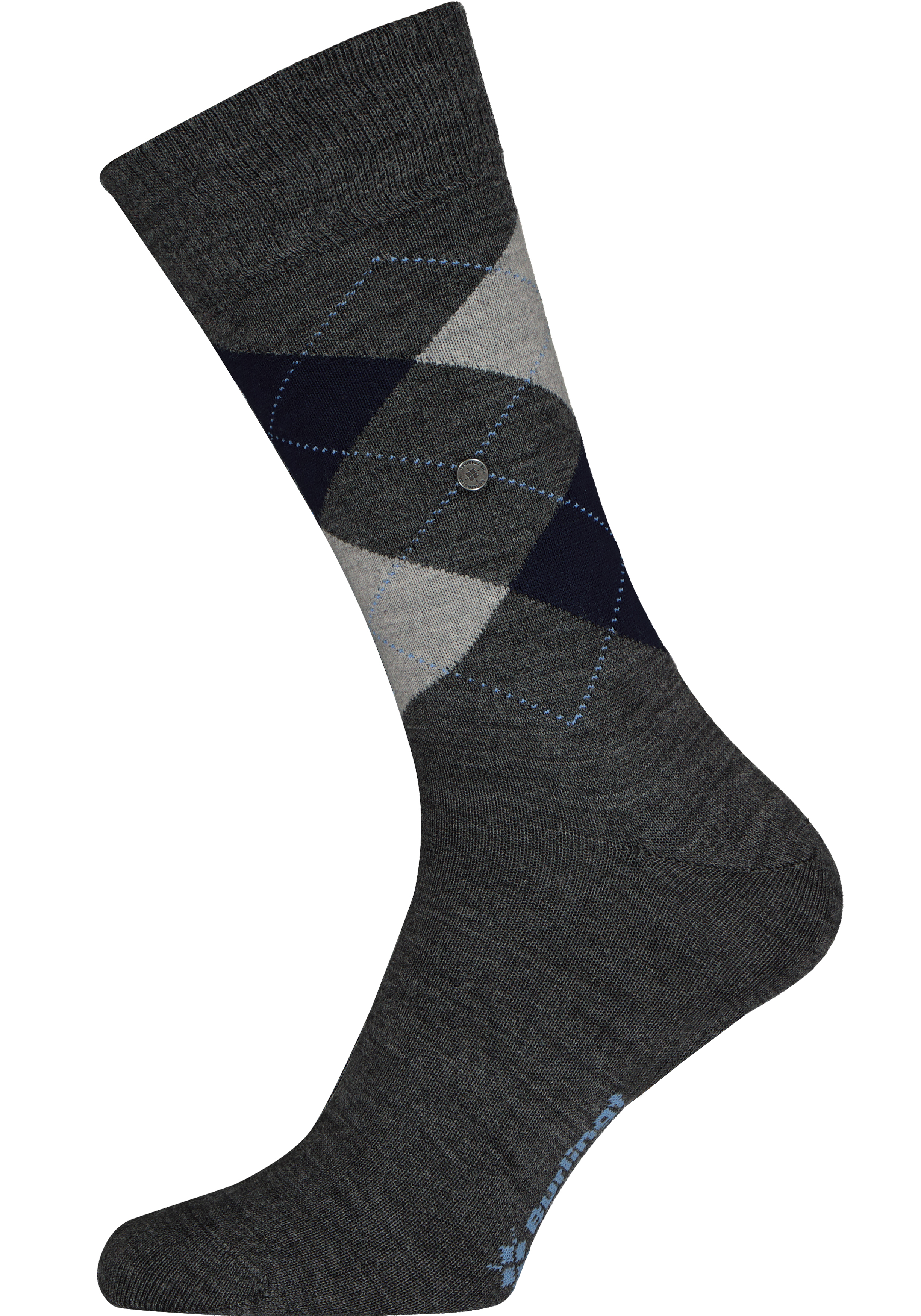 Burlington Edinburgh herensokken, wol, antraciet met grijs en blauw
