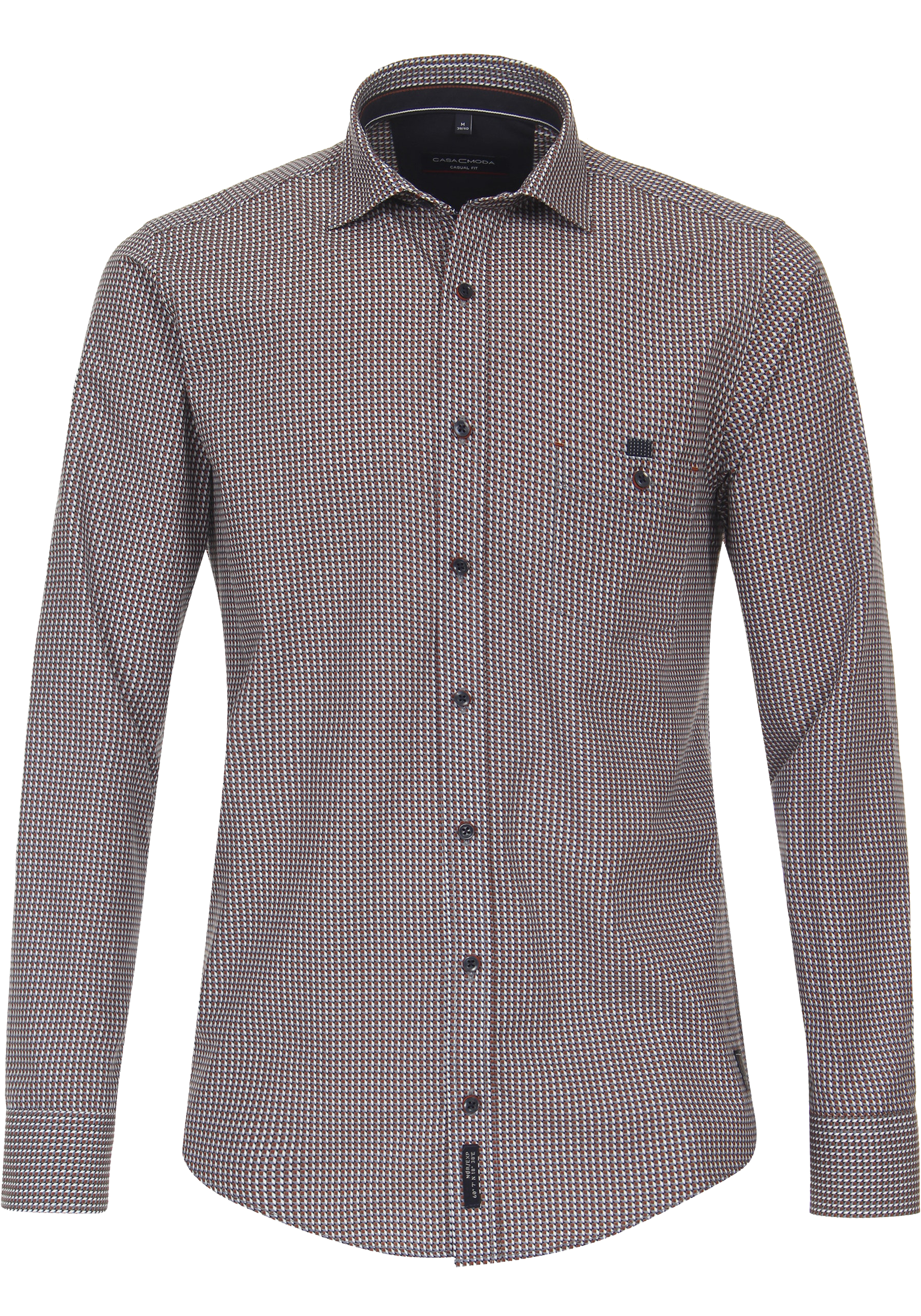 CASA MODA Sport casual fit overhemd, popeline, oranje dessin