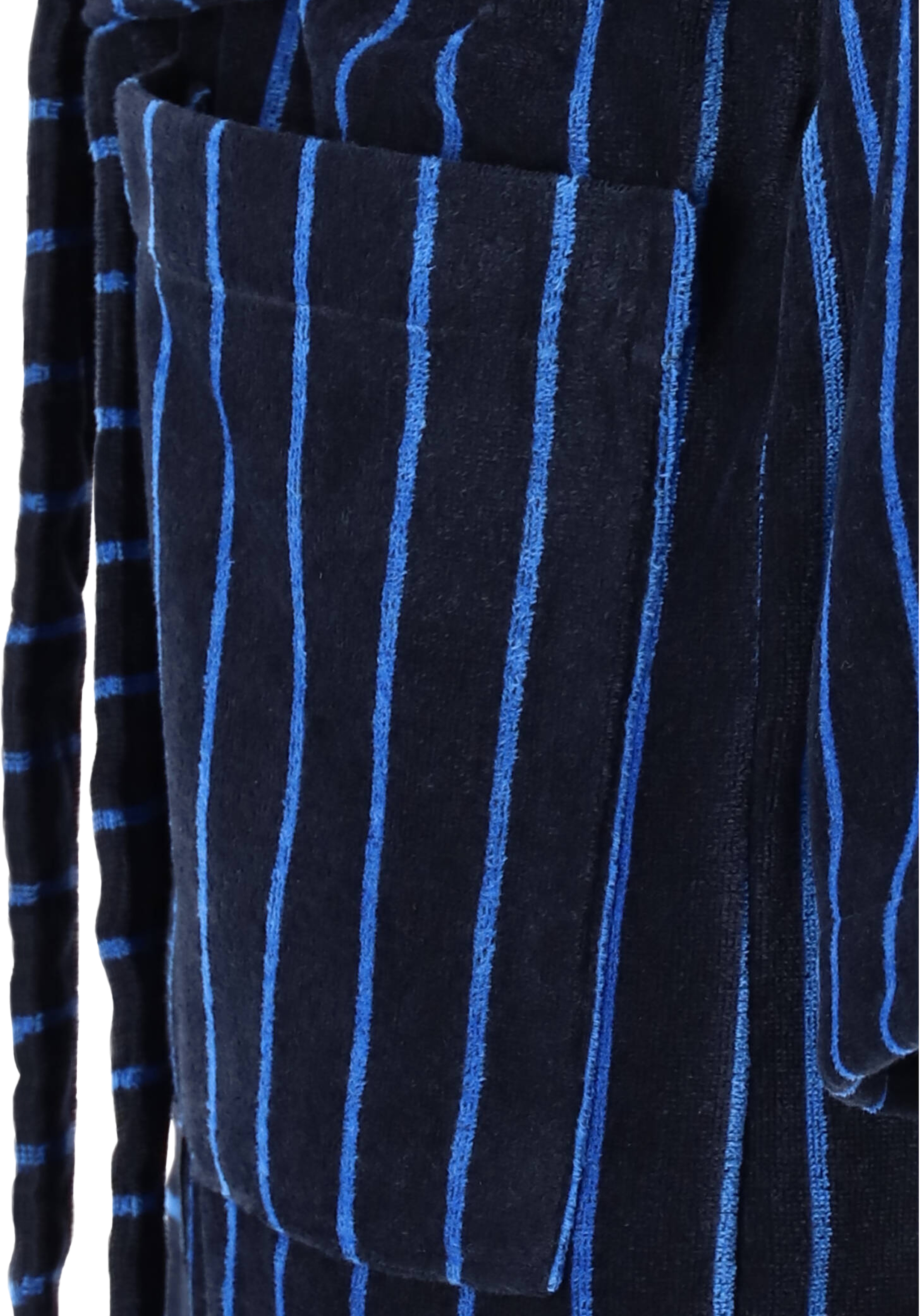 SCHIESSER heren badjas, ultralicht velours, donker blauw gestreept