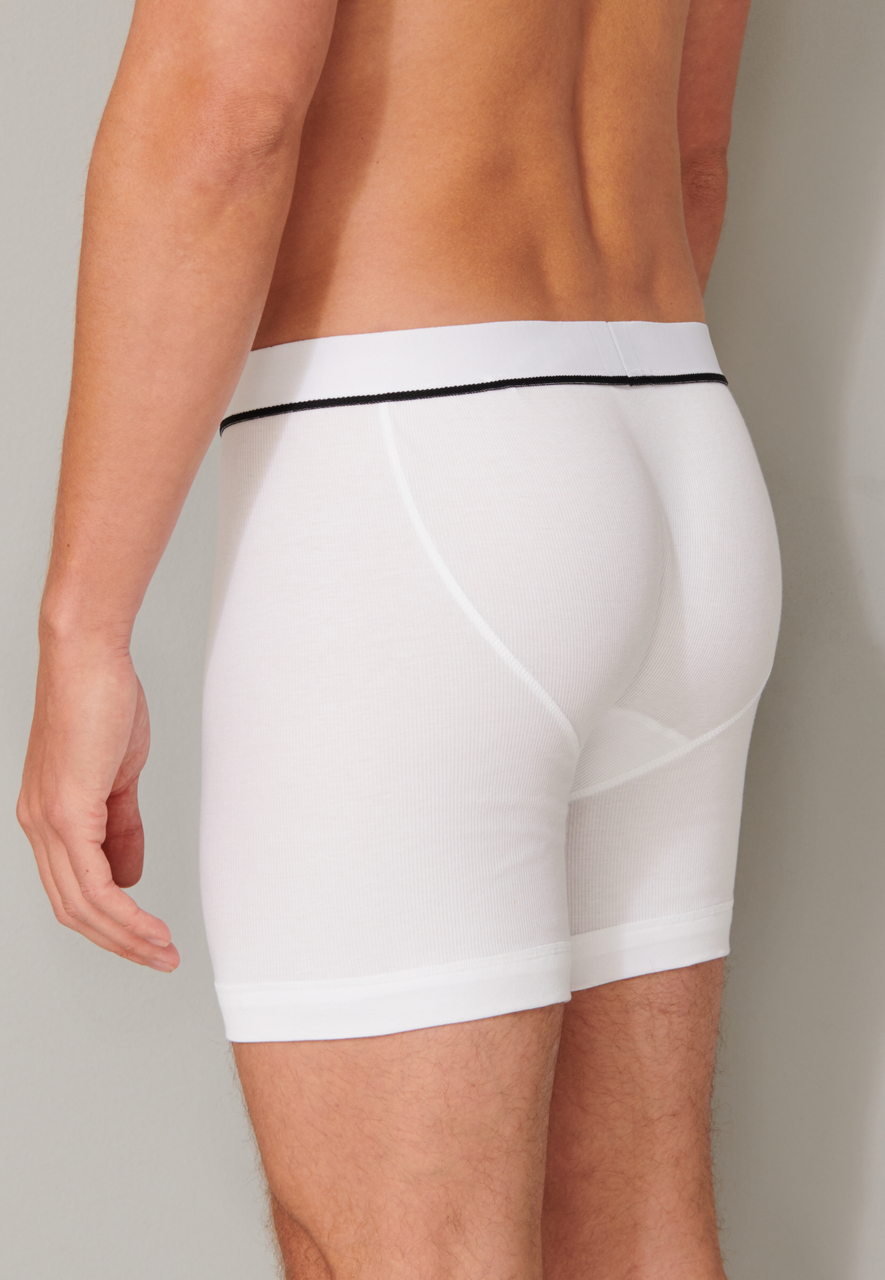 SCHIESSER Retro Rib boxer (1-pack), heren short dubbelrib biologisch katoen wit