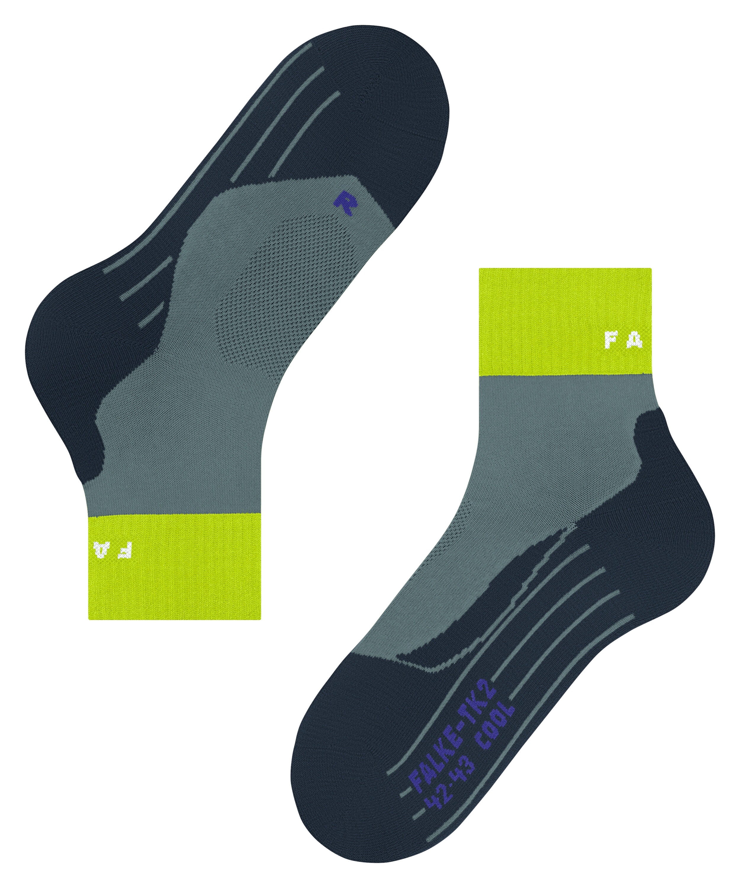 FALKE TK2 Explore Cool Short heren trekking sokken kort, grijs (steel grey)