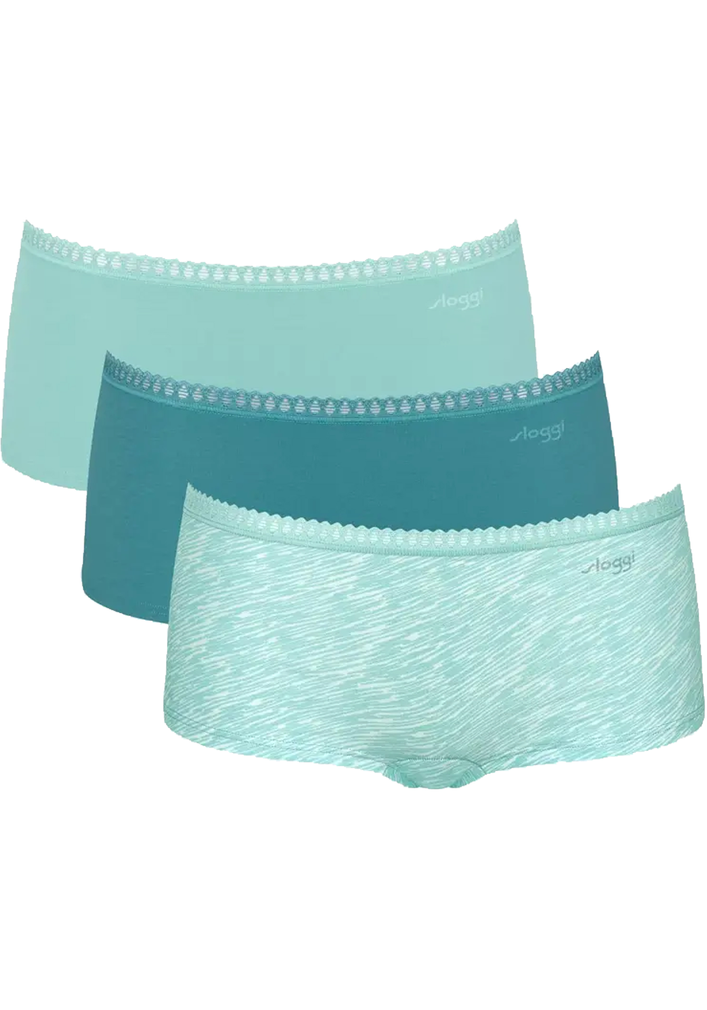 Sloggi Women GO Crush Short (3-pack), dames boxer, lichtgroen, turquoise, print
