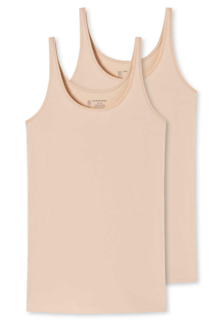 SCHIESSER 95/5 singlet (2-pack), dames top biologisch katoen zand