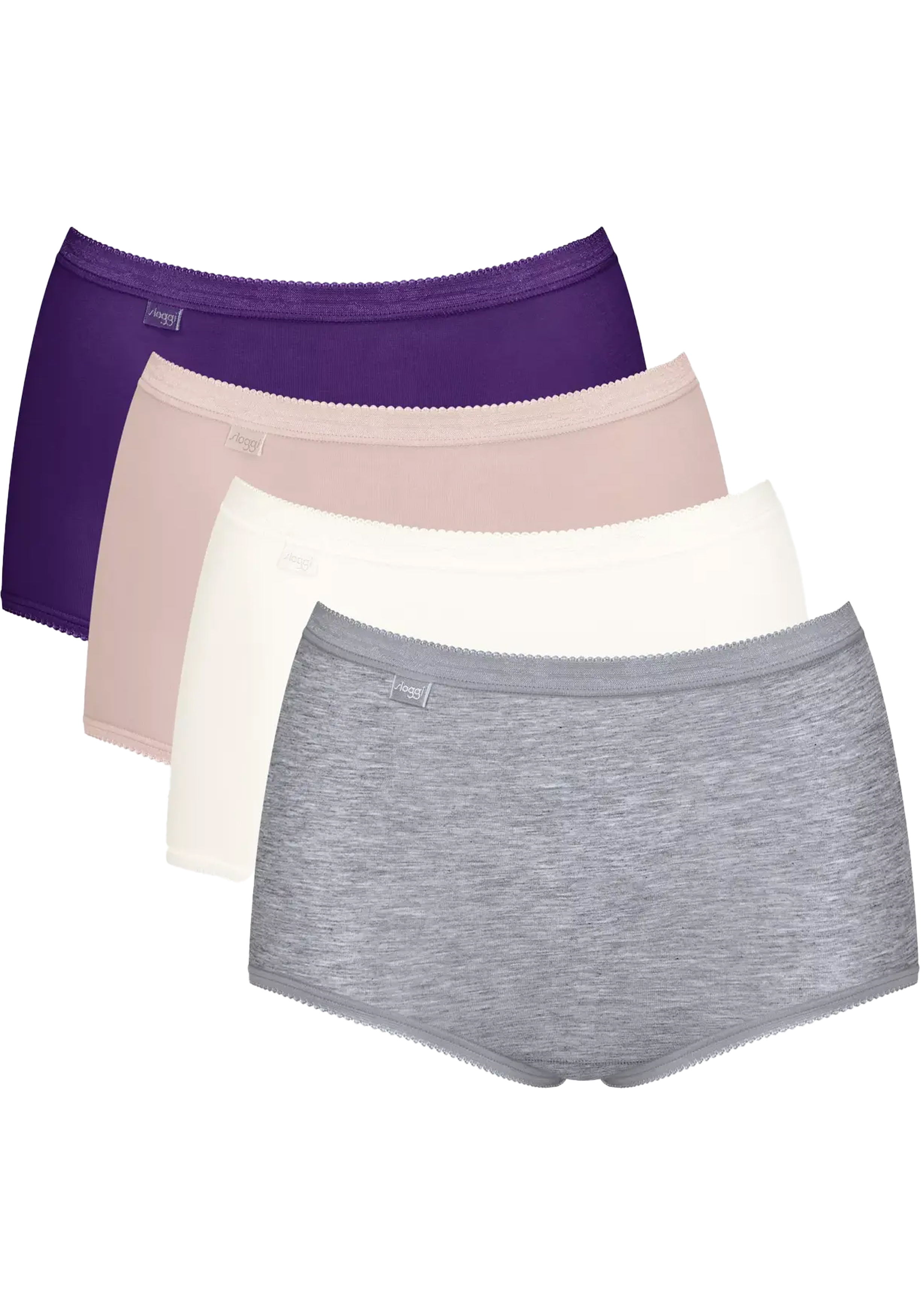 Sloggi Women Basic+ Maxi (4-pack), dames slip, wit, grijs, roze, paars