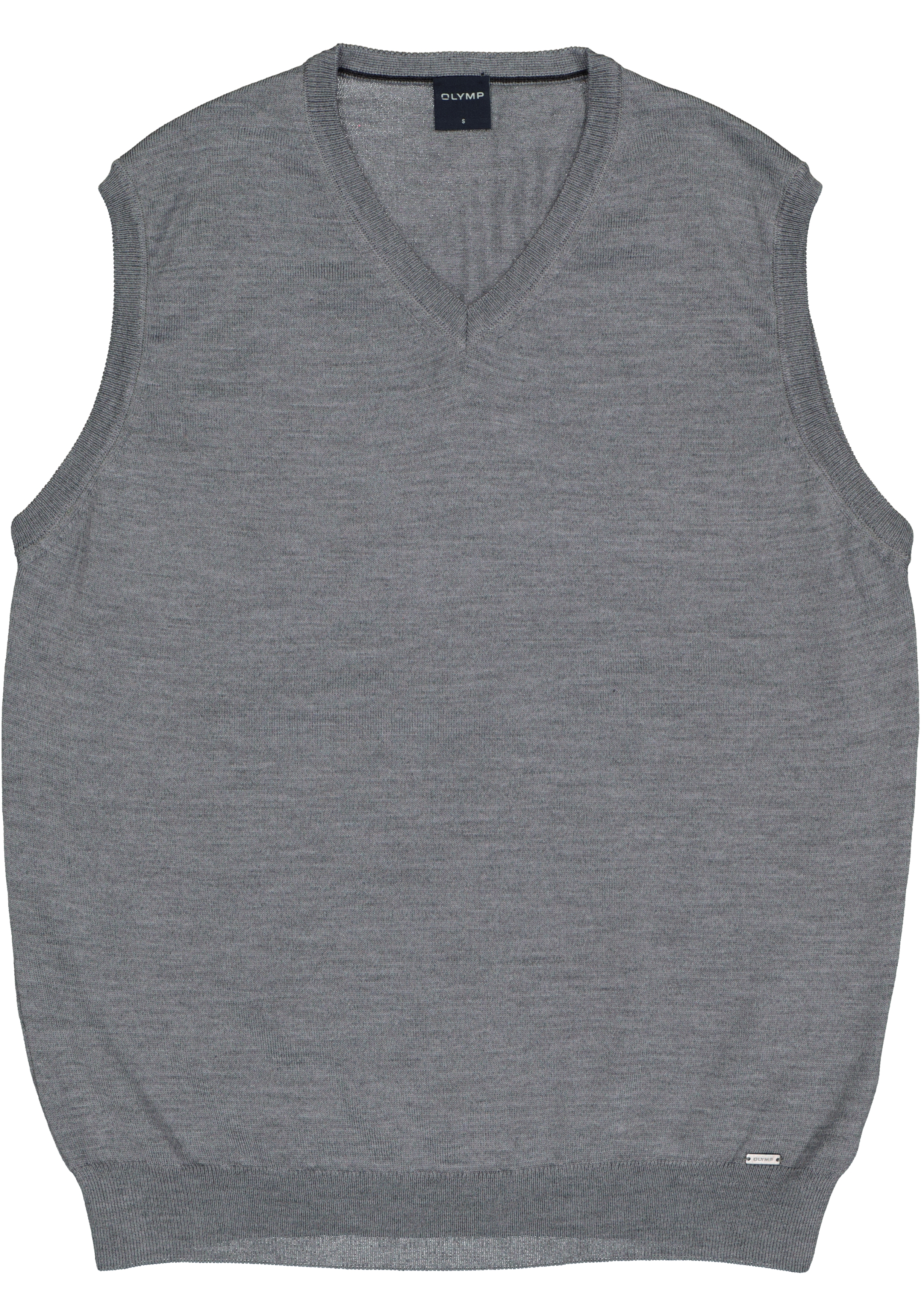 OLYMP modern fit spencer wol, V-hals, grijs
