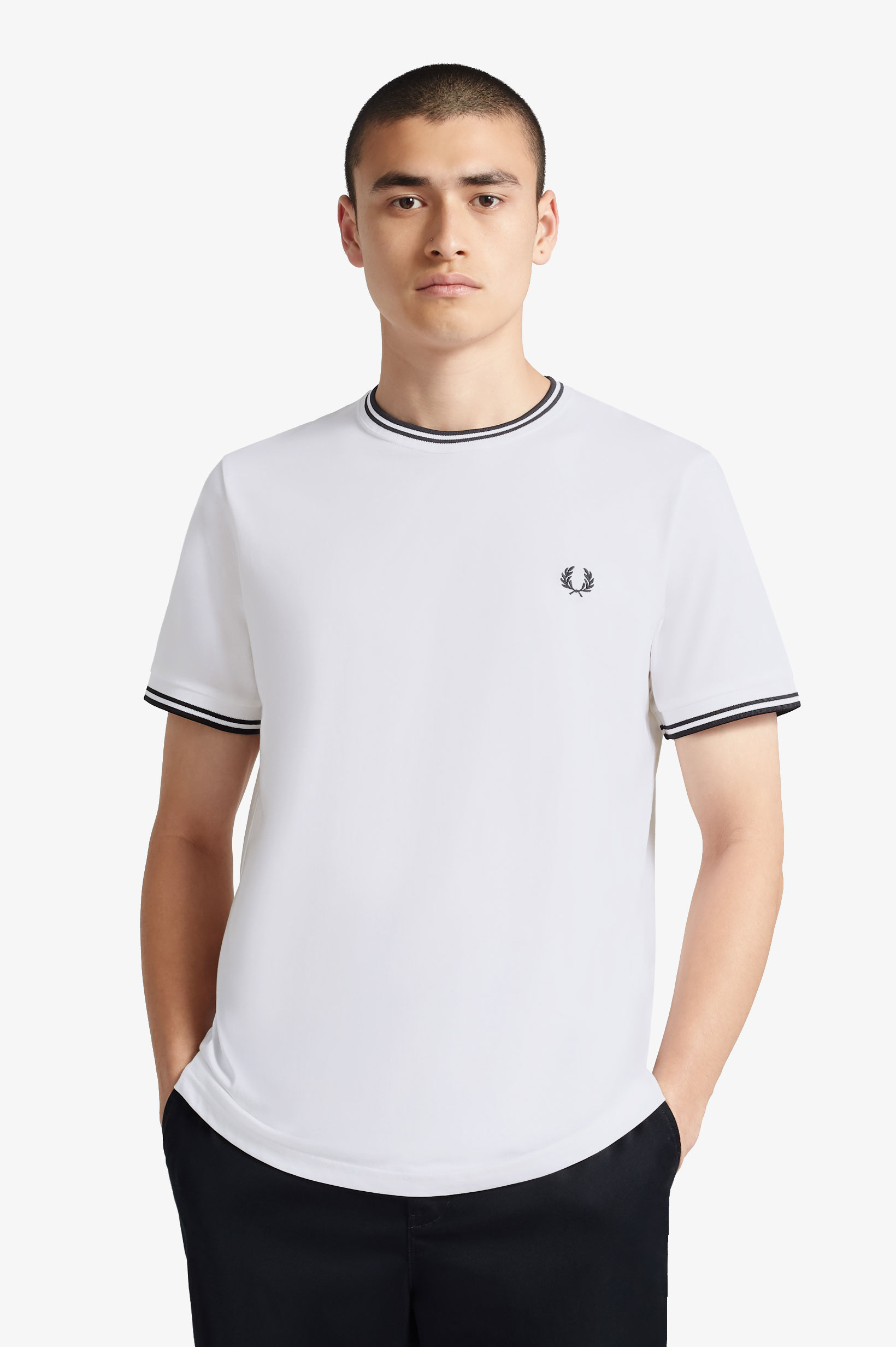 Fred Perry Twin Tipped regular fit T-shirt M1588, korte mouw O-hals, wit