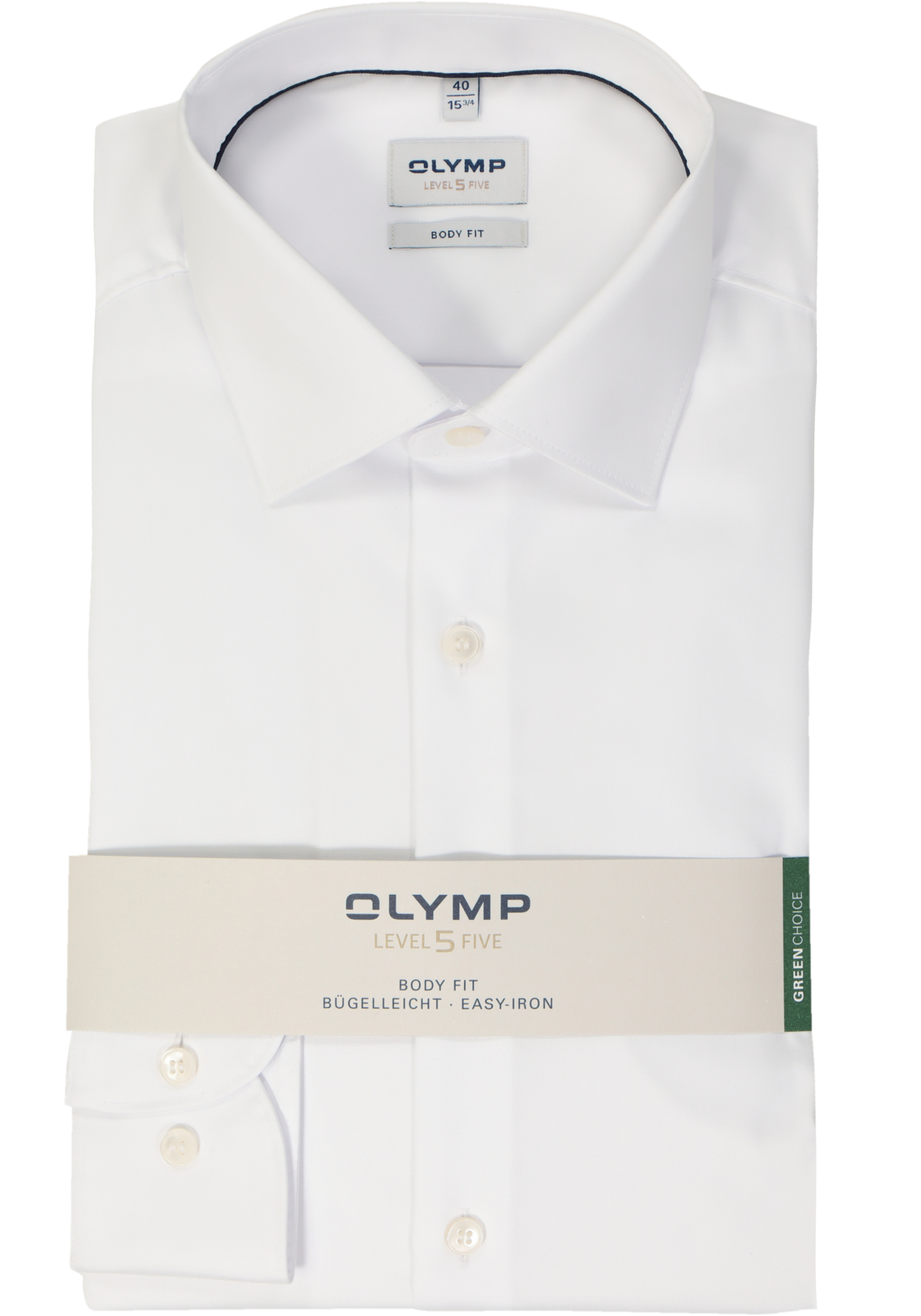 OLYMP Level 5 body fit overhemd, satijnbinding, wit