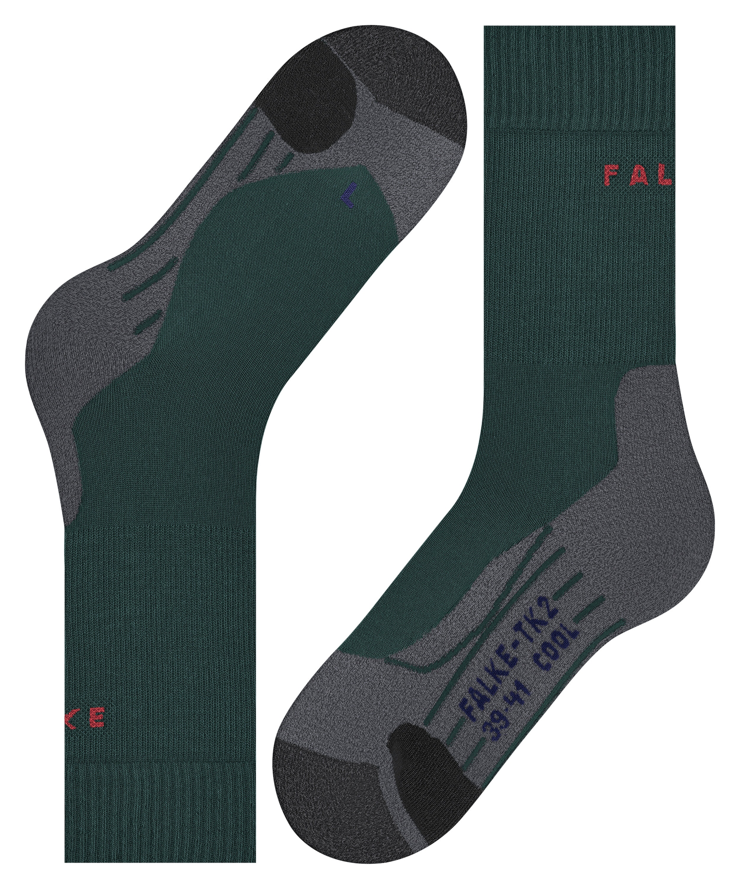 FALKE TK2 Explore Cool Short Heren Trekking Sokken Kort, Asfalt Grijs Asphalt Melangeange 16154 3180
