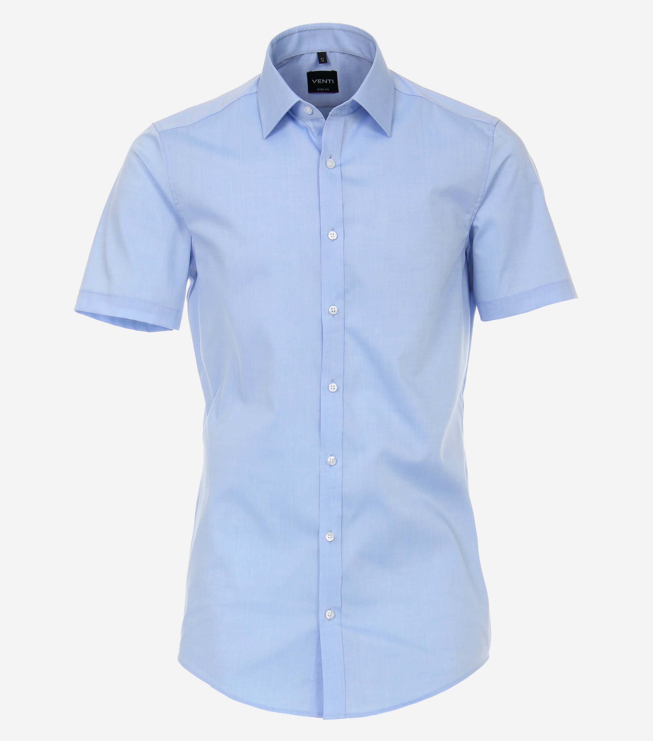 VENTI body fit overhemd, korte mouw, popeline, blauw