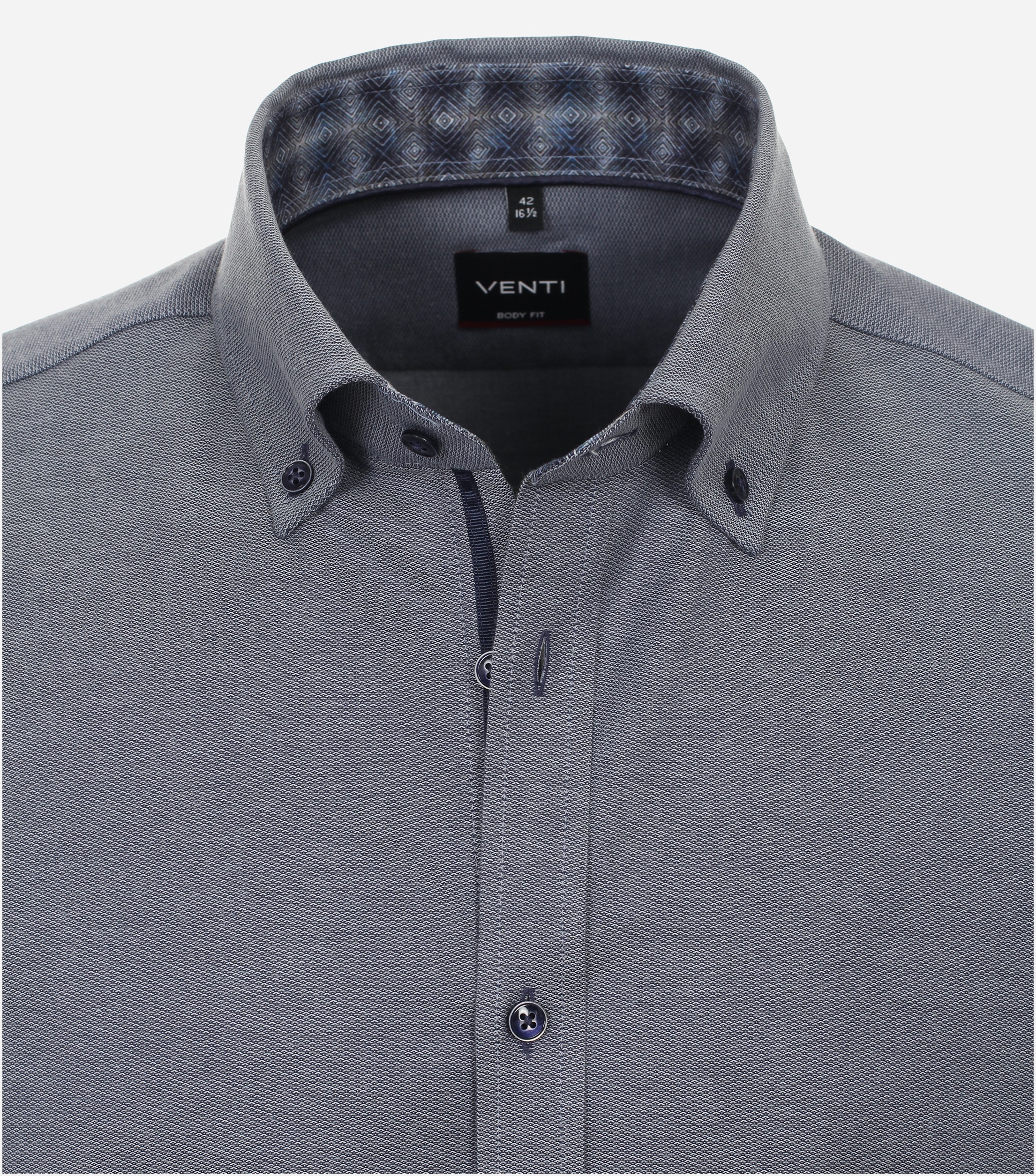 VENTI body fit overhemd, dobby, blauw