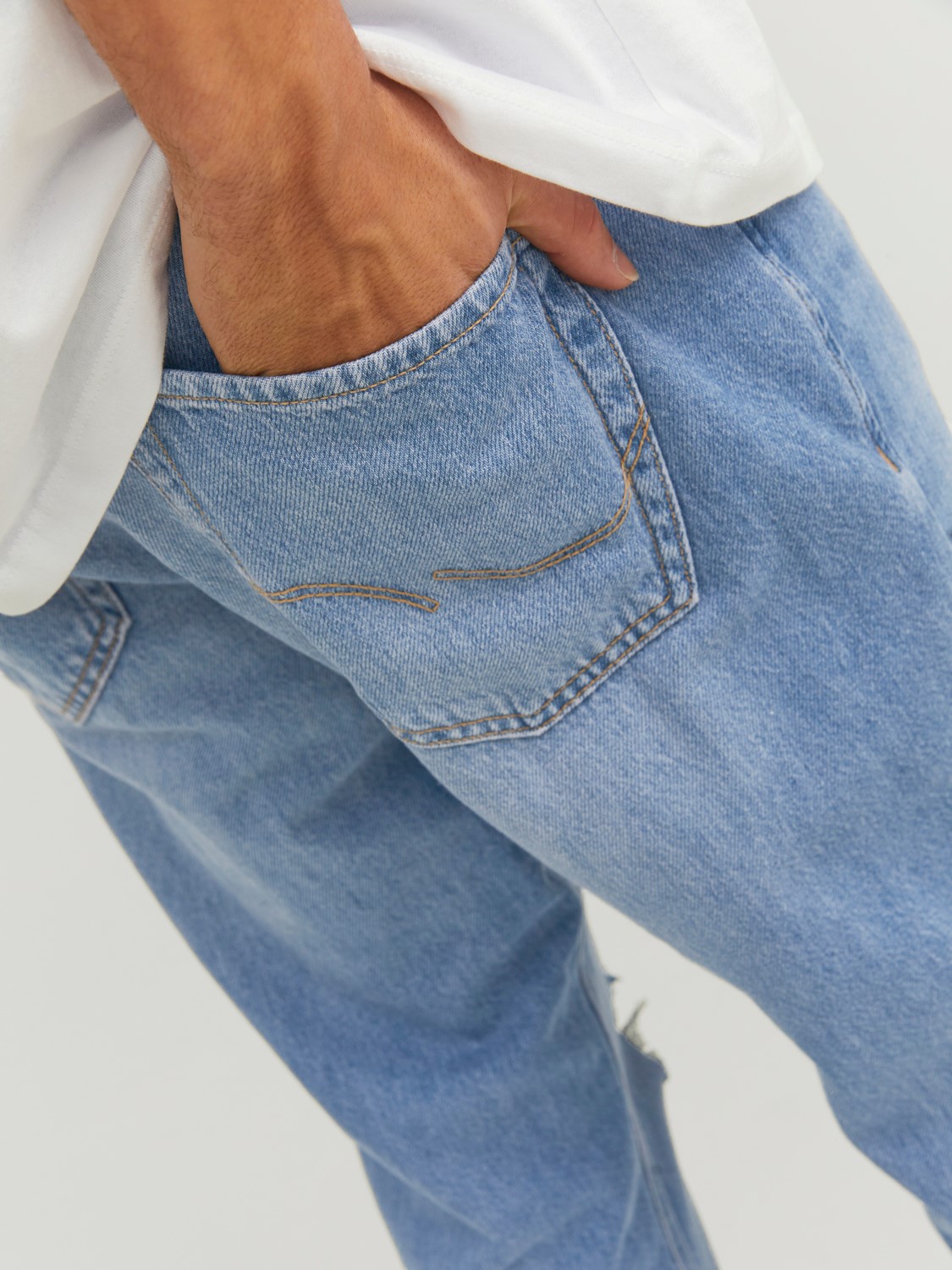 JACK & JONES Frank Original Cropped loose fit, heren jeans, denimblauw