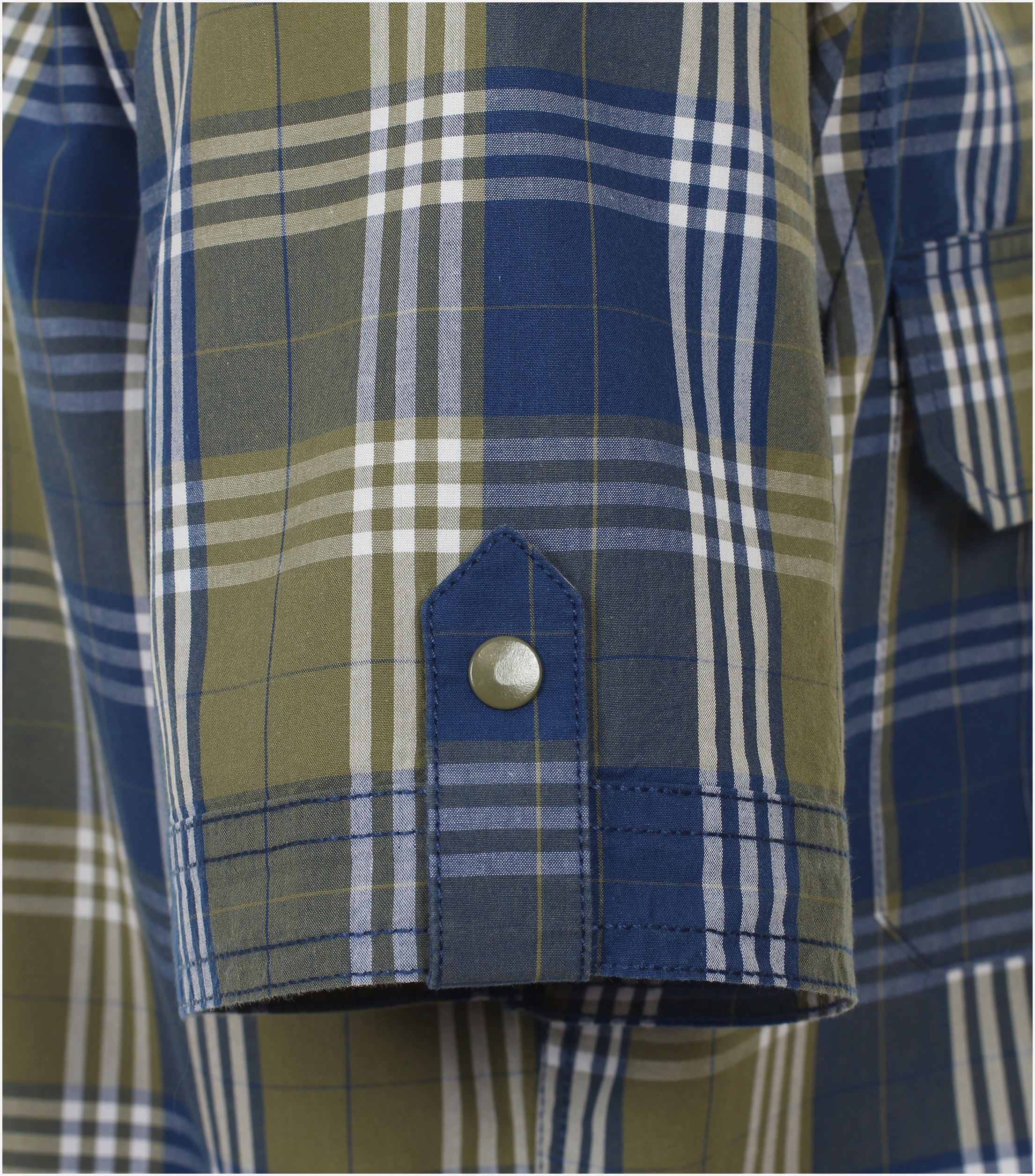 Redmond comfort fit overhemd, korte mouw, popeline, groen geruit