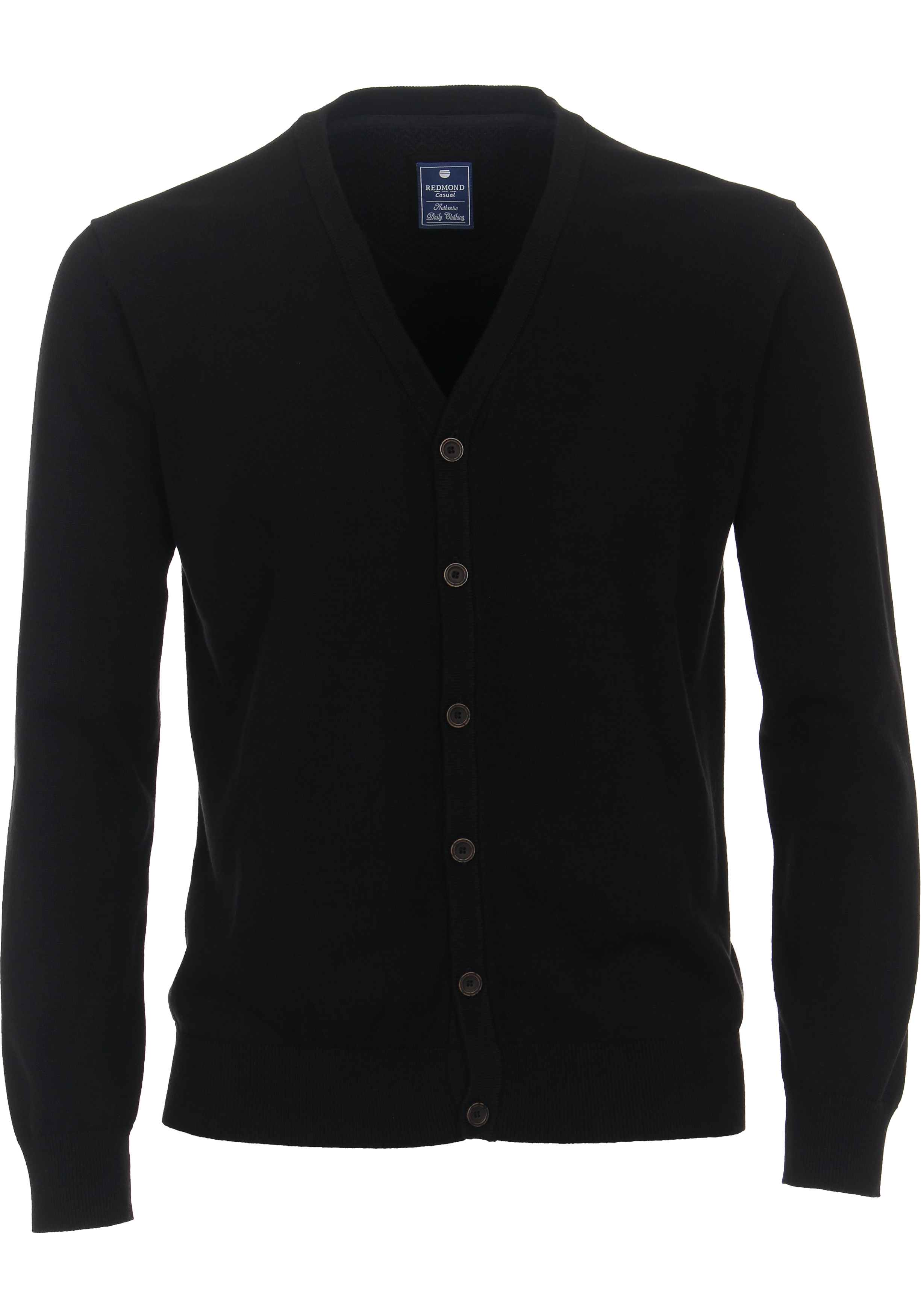 Redmond heren vest katoen, V-hals, zwart (middeldik)