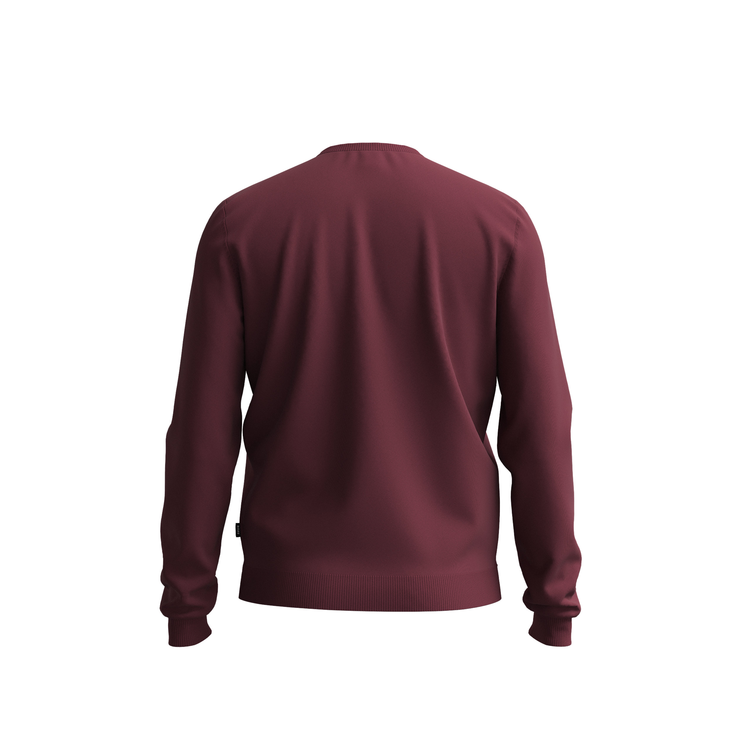 BOSS Leno slim fit trui wol, heren pullover met O-hals, donkerrood