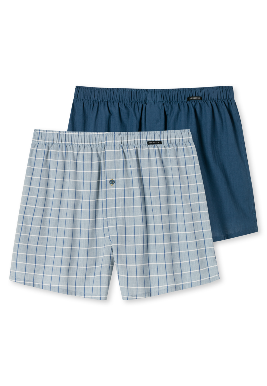 SCHIESSER Boxershorts Multipacks boxer (2-pack), heren boxershorts geweven uni geruit multicolor