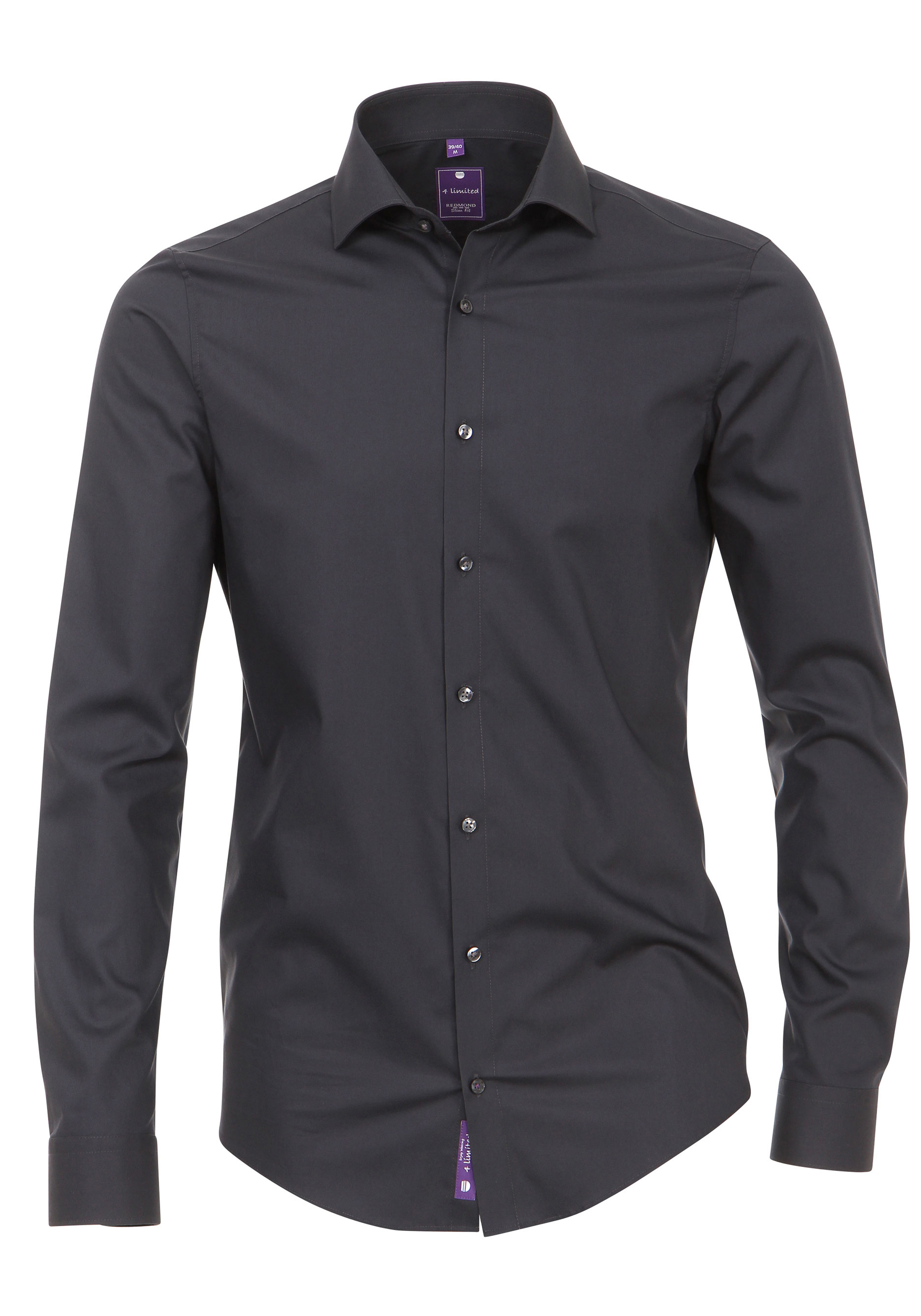 Redmond slim fit overhemd, antraciet grijs