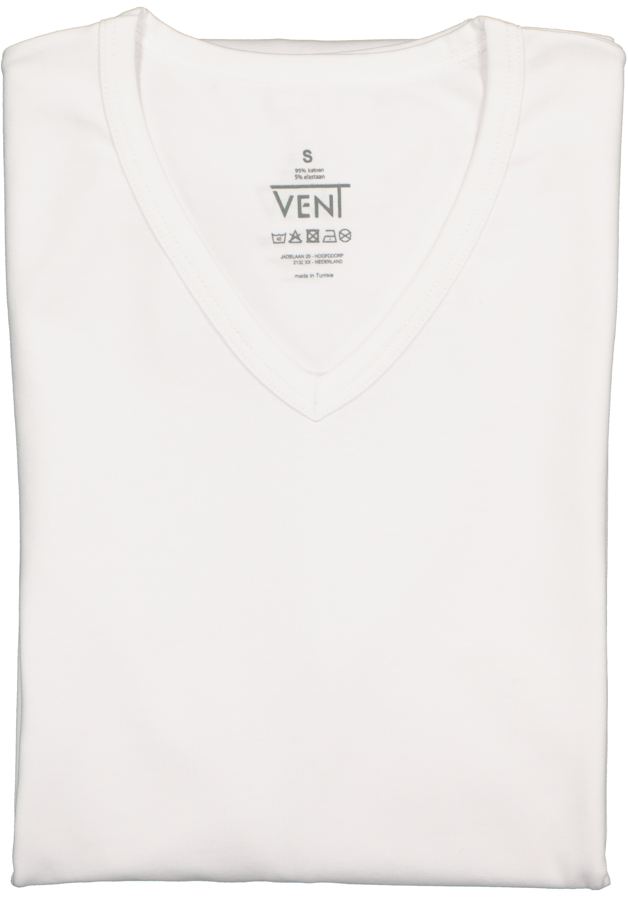 VENT strak model T-shirt V-hals (2-pack), wit 