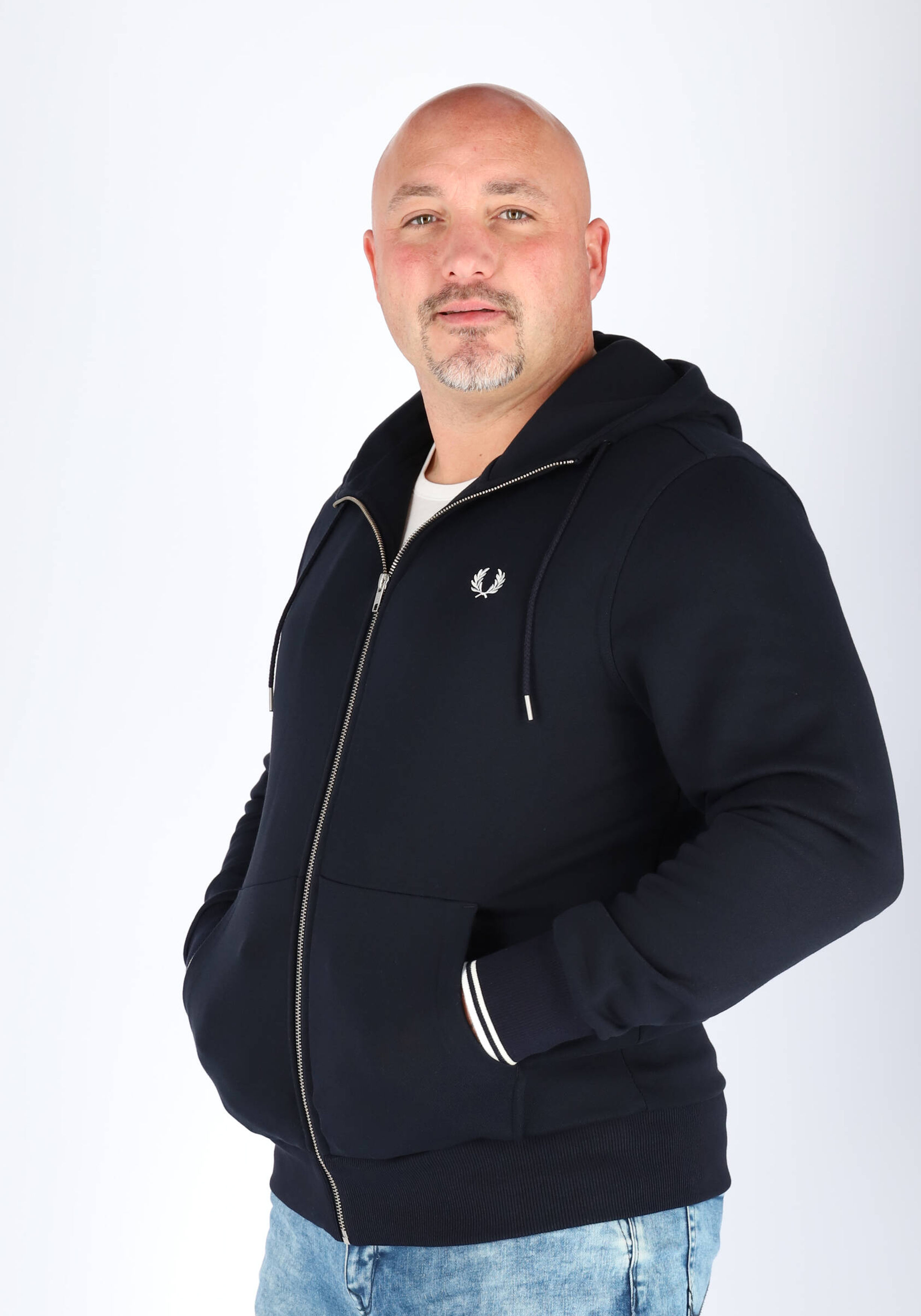 Fred Perry hoodie sweatvest, blauw