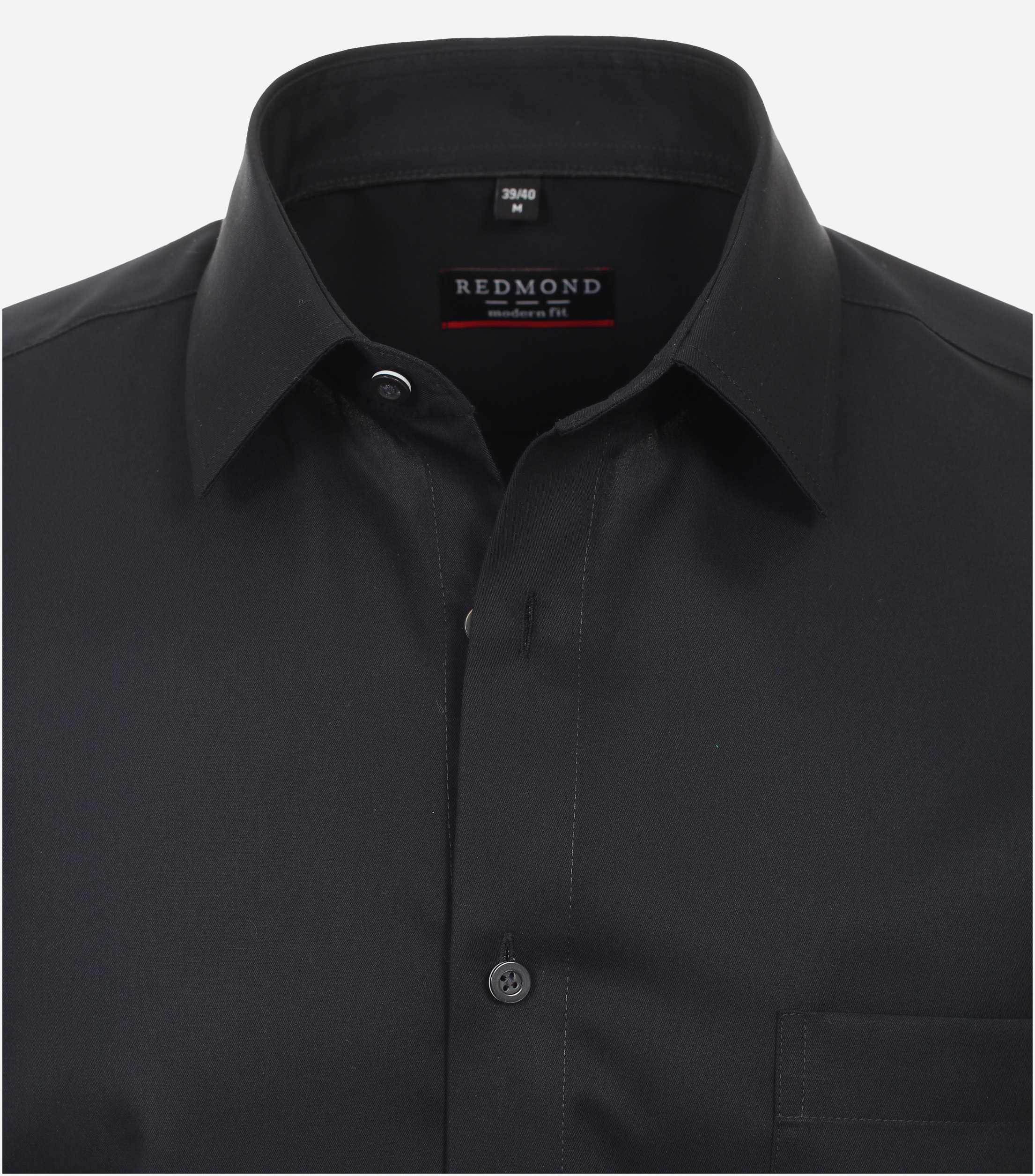 Redmond modern fit overhemd, popeline, zwart