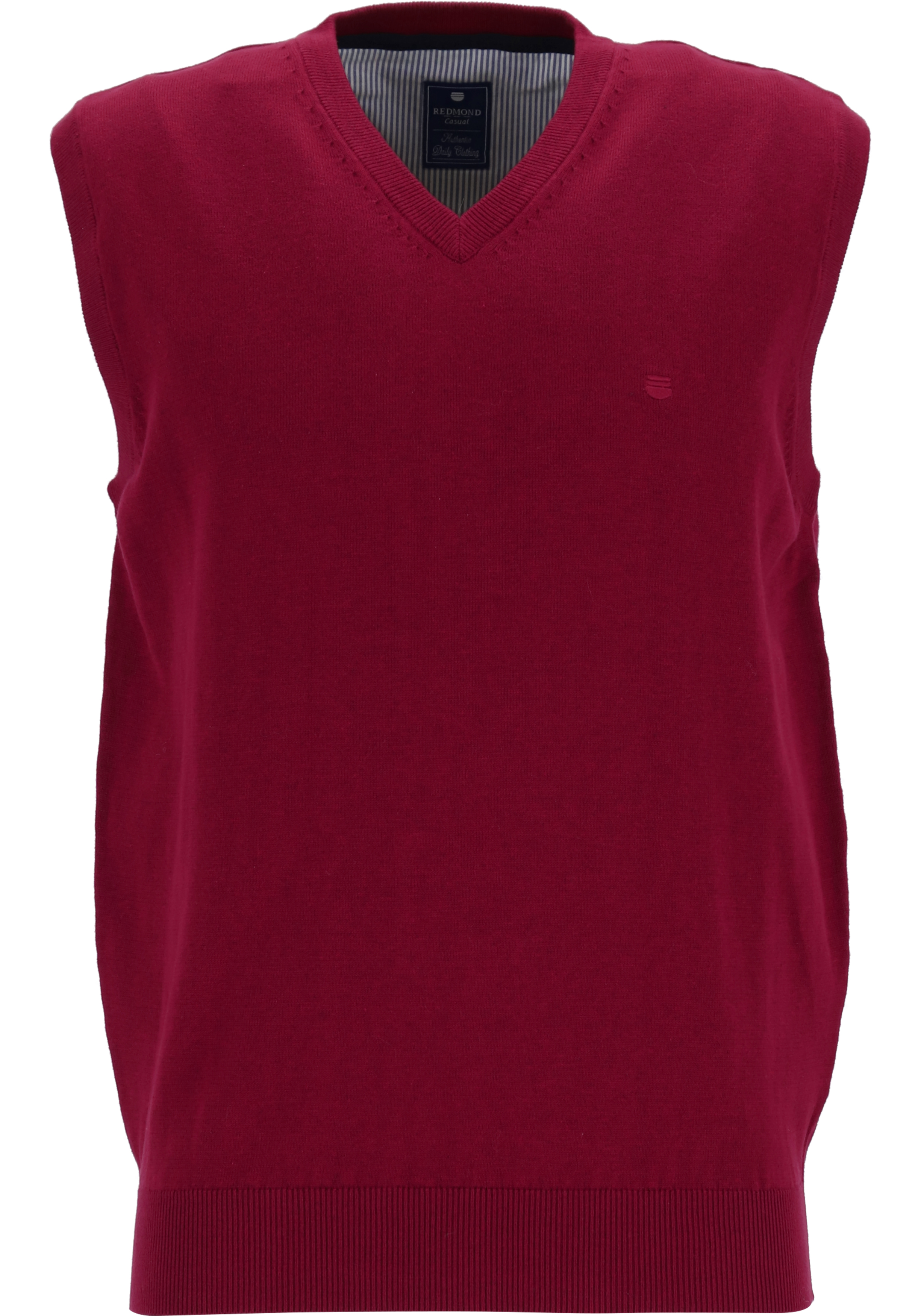 Redmond heren spencer katoen, V-hals, bordeaux rood