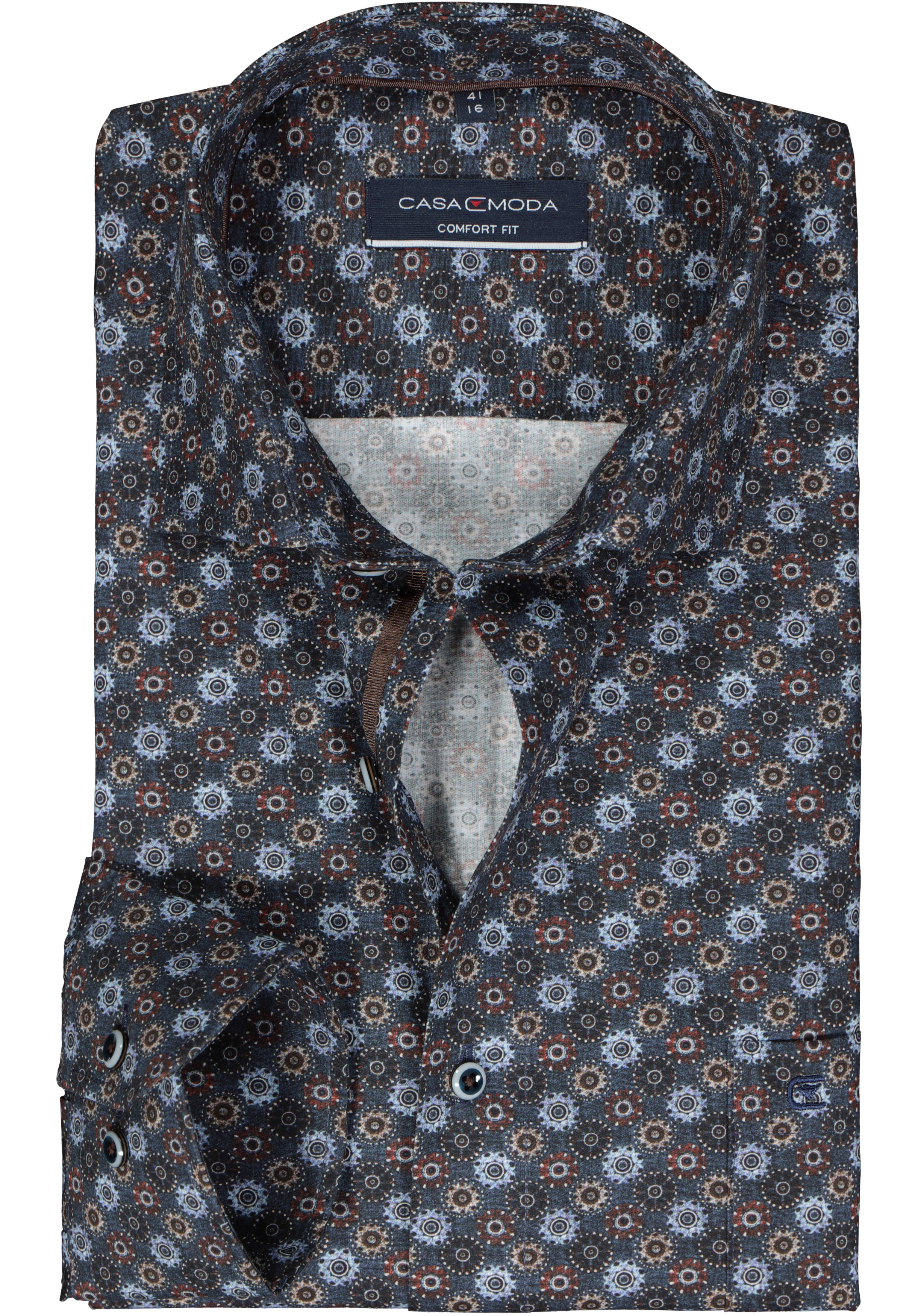 CASA MODA comfort fit overhemd, popeline, blauw dessin
